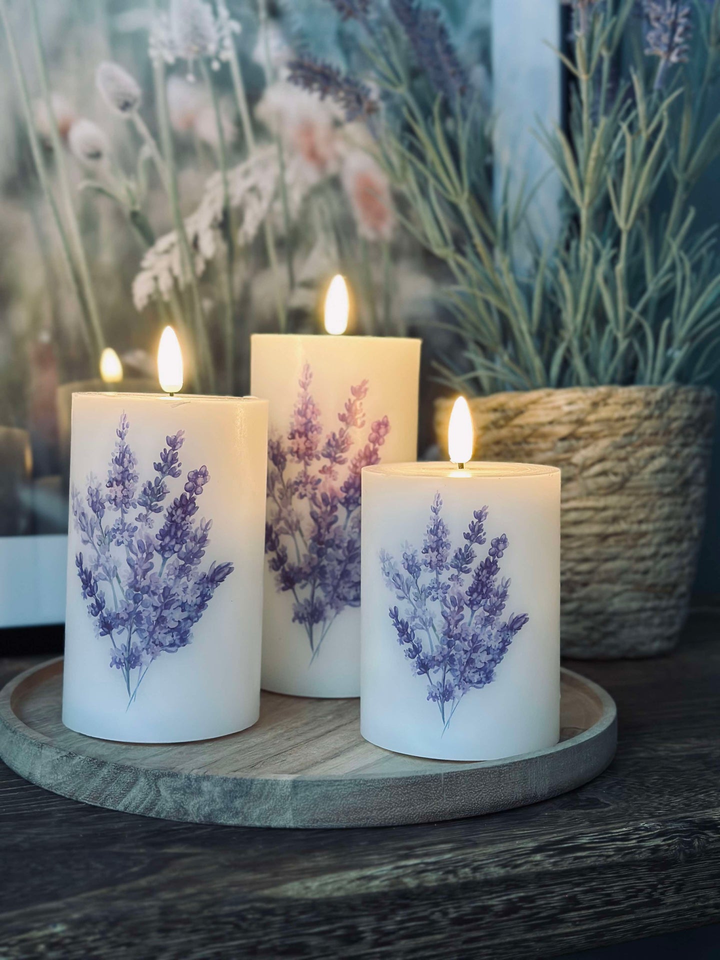 LED FLORA Lavendel – Sett med 3 stk og fjernkontroll