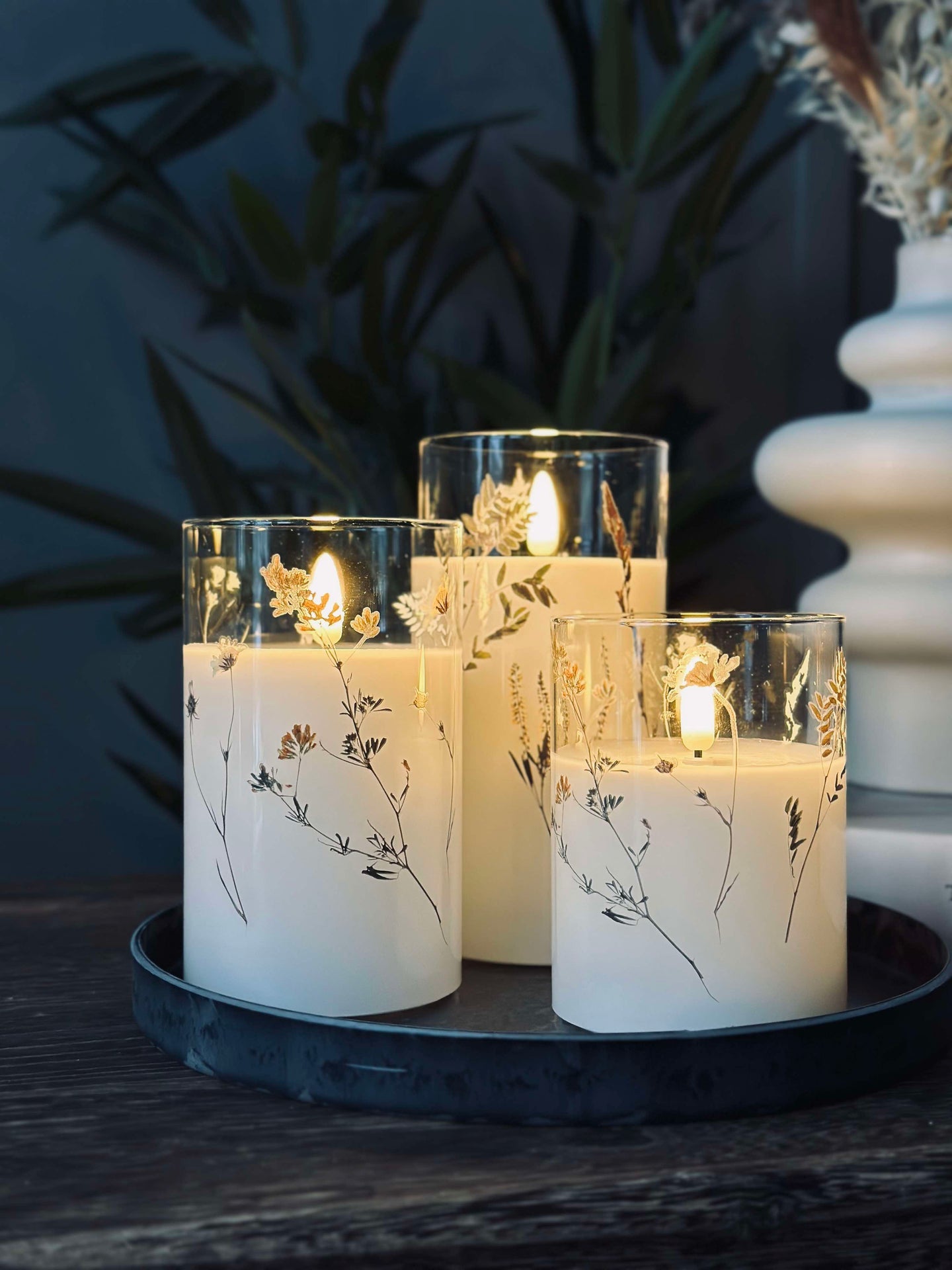 LED FLORA Cylinder  – Sett med 3 stk og fjernkontroll