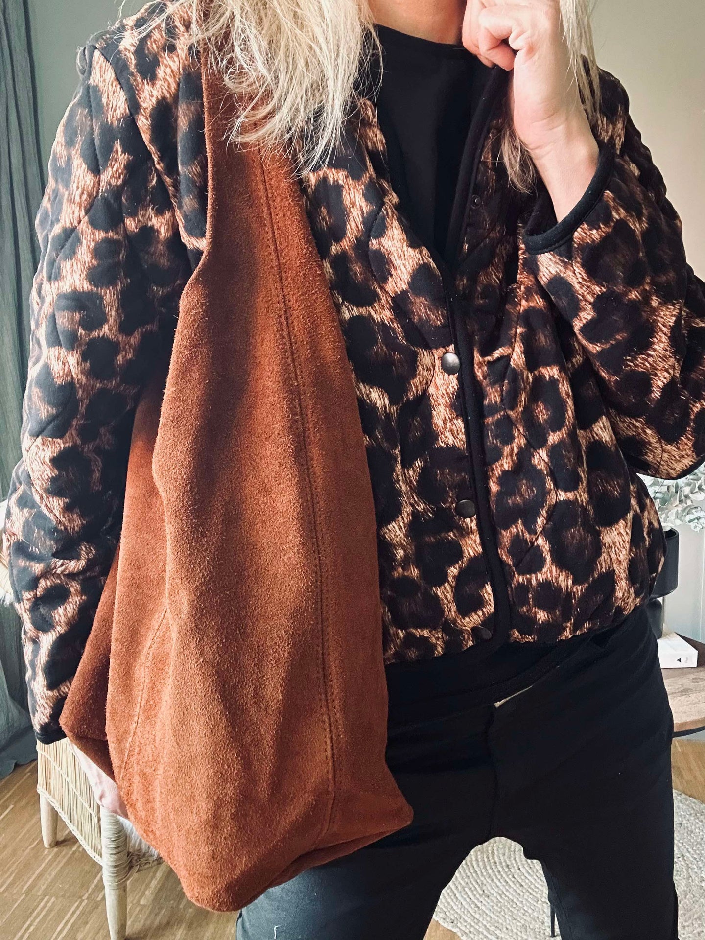 Shopper mørk cognac ruskinn