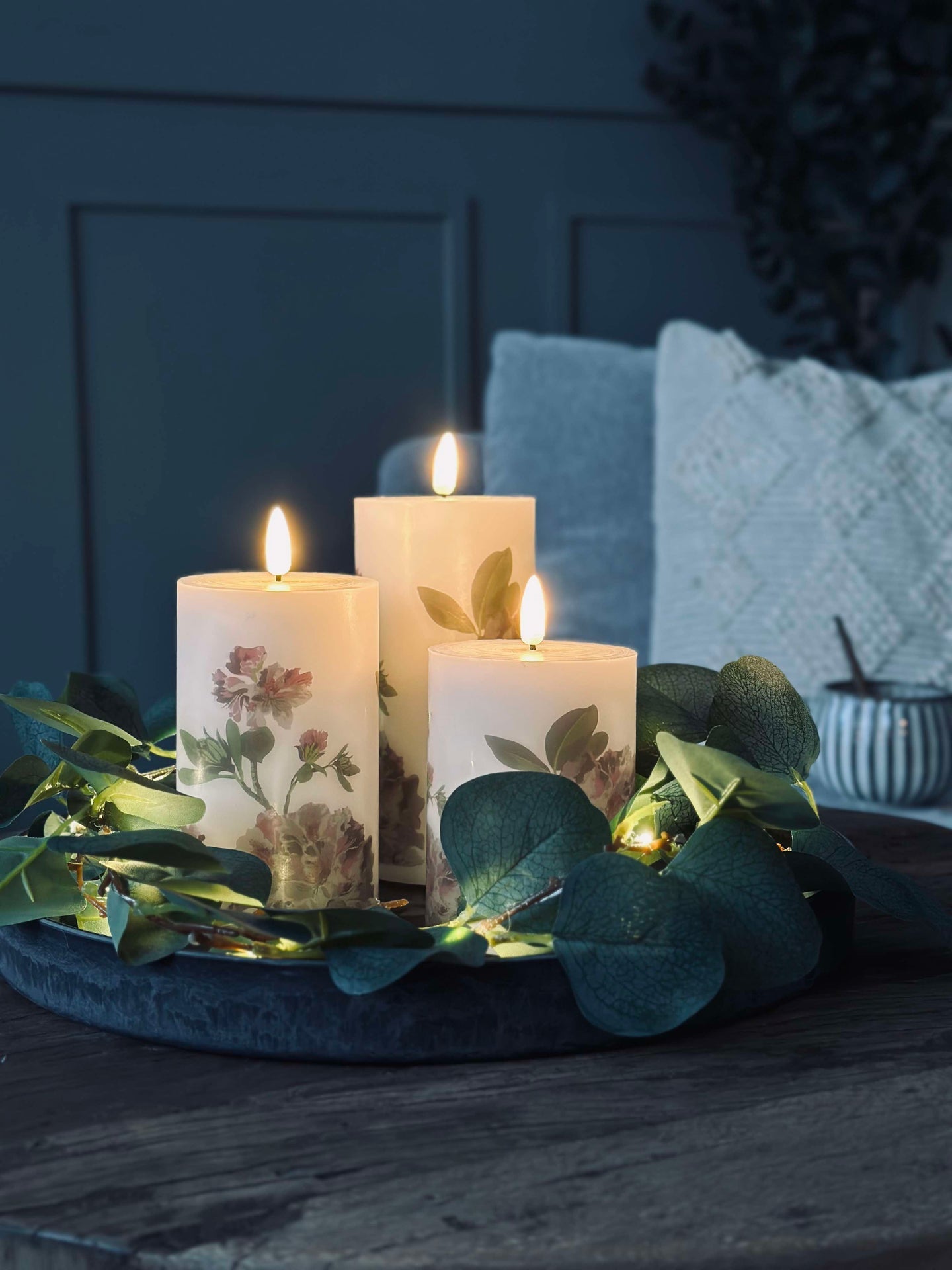 LED Hortensia – Sett med 3 stk og fjernkontroll