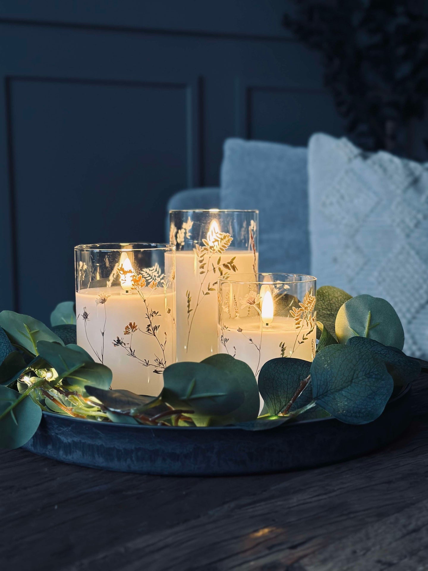 LED FLORA Cylinder  – Sett med 3 stk og fjernkontroll
