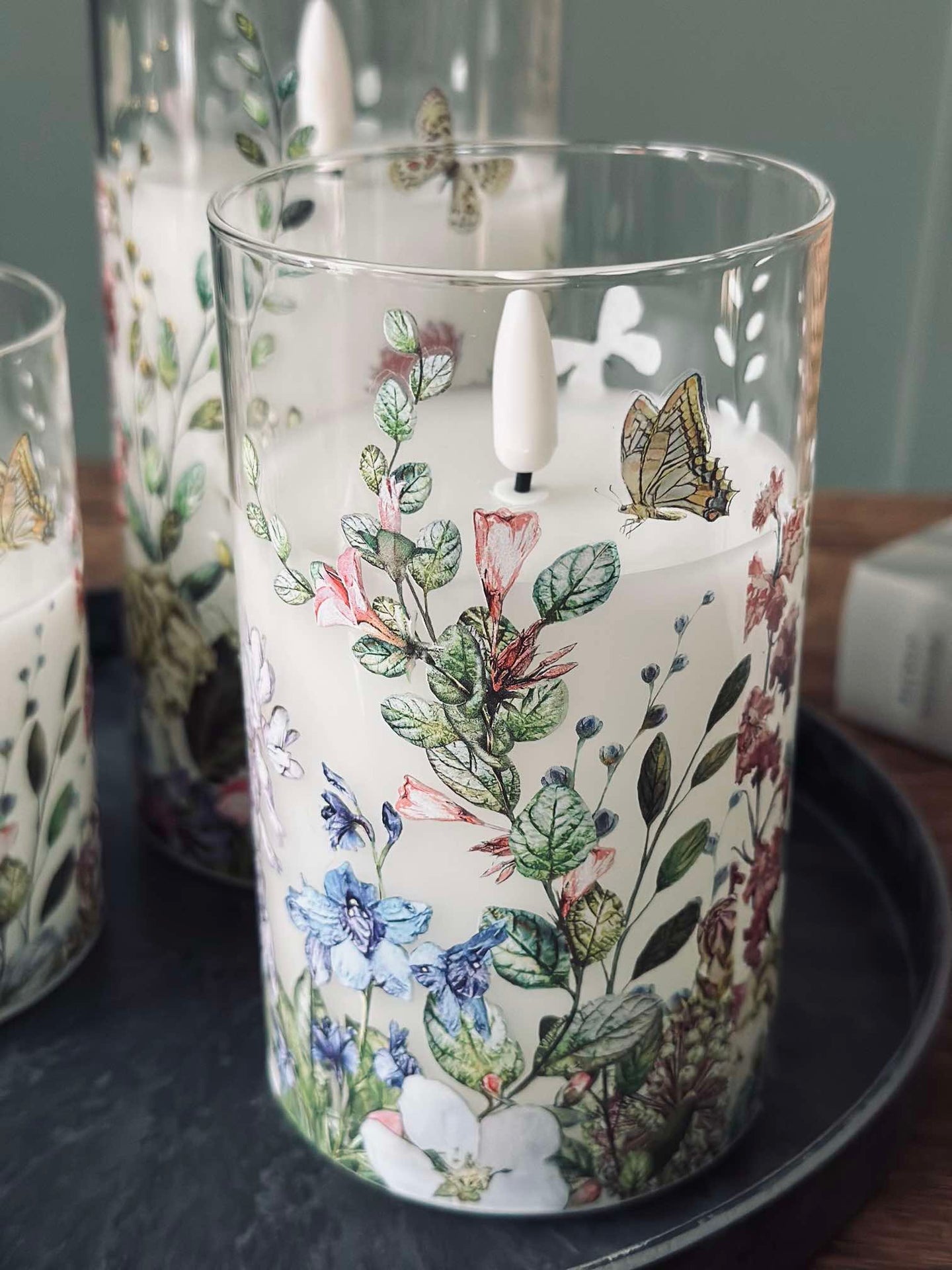 LED FLORA Cylinder – Sett med 3 stk. og fjernkontroll