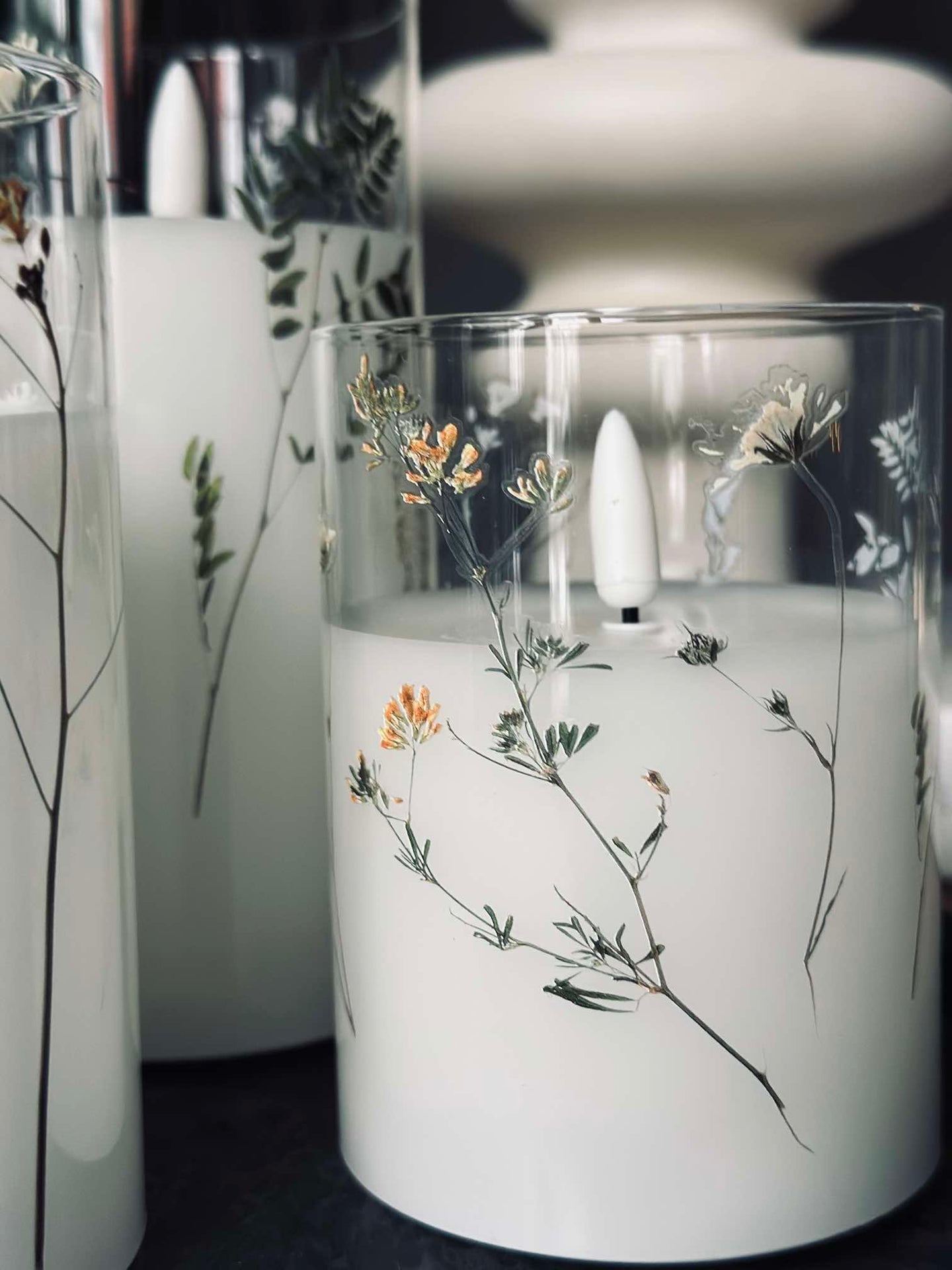 LED FLORA Cylinder  – Sett med 3 stk og fjernkontroll