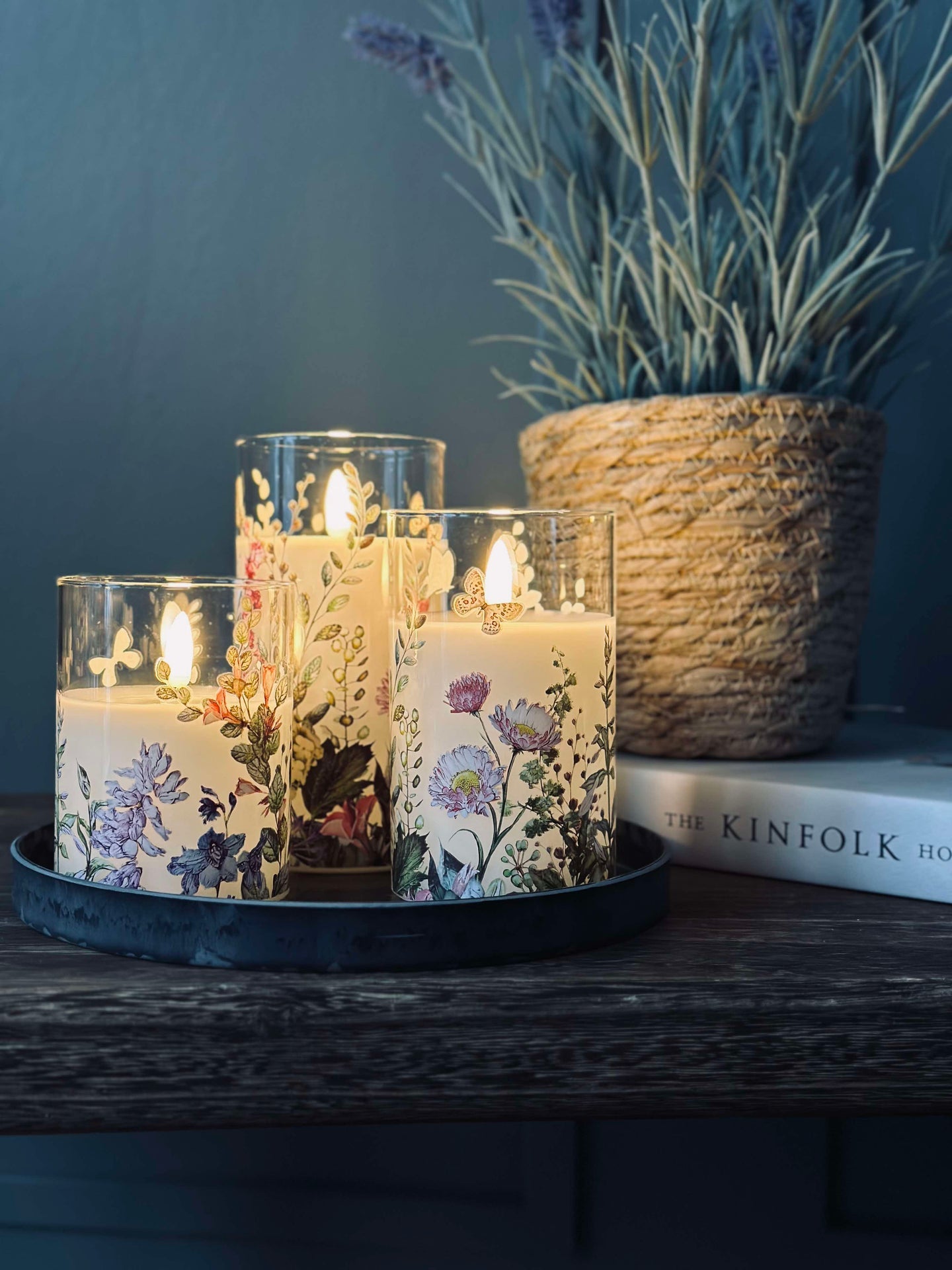 LED FLORA Cylinder – Sett med 3 stk. og fjernkontroll