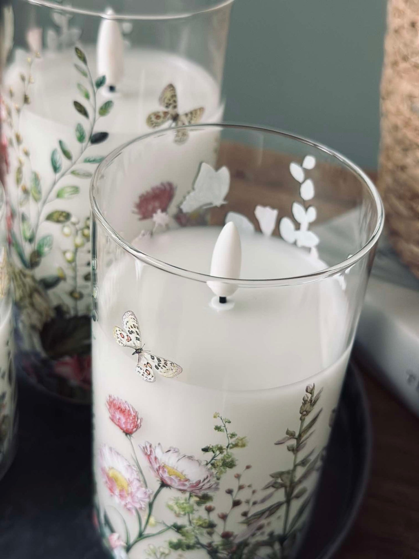 LED FLORA Cylinder – Sett med 3 stk. og fjernkontroll