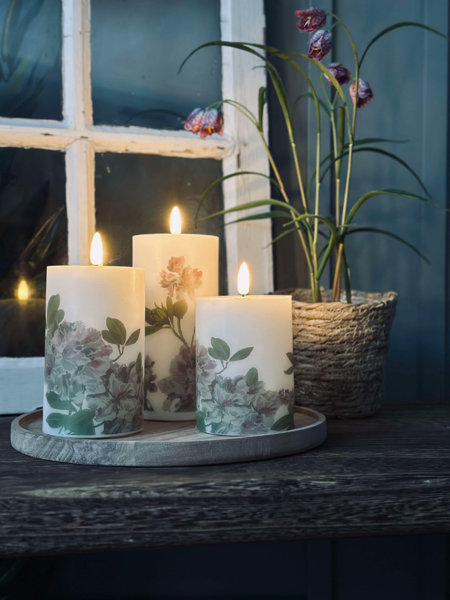 LED Hortensia – Sett med 3 stk og fjernkontroll