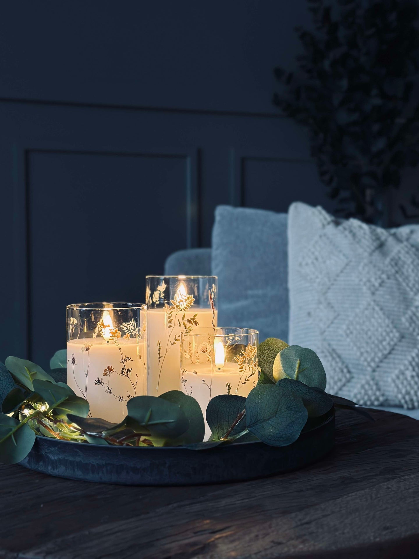 LED FLORA Cylinder  – Sett med 3 stk og fjernkontroll