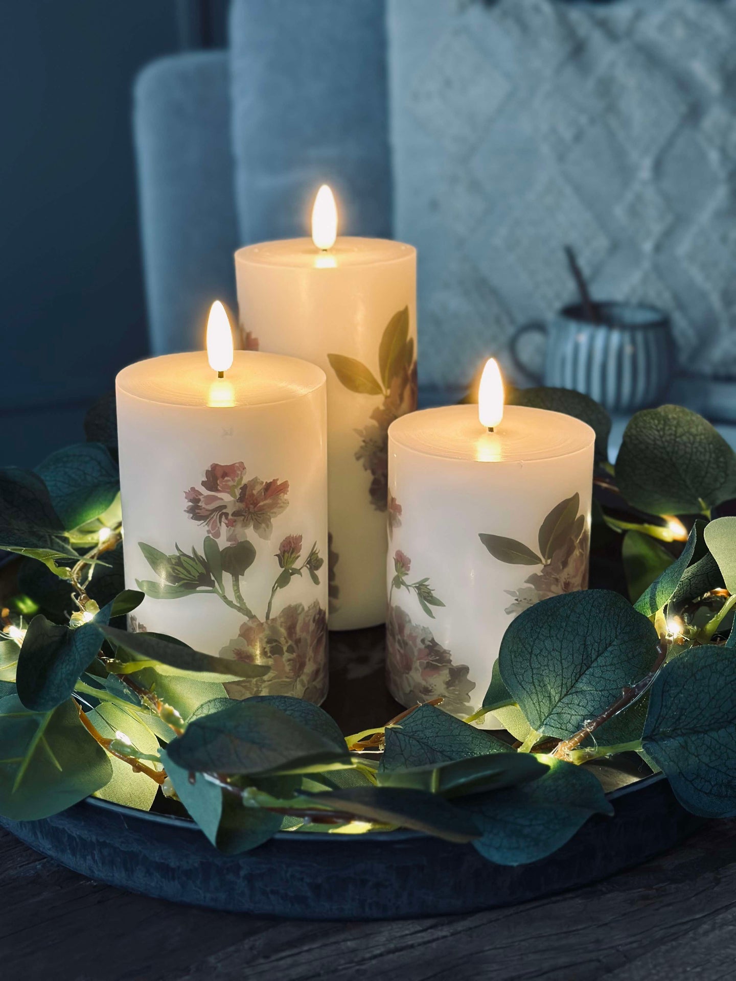 LED Hortensia – Sett med 3 stk og fjernkontroll