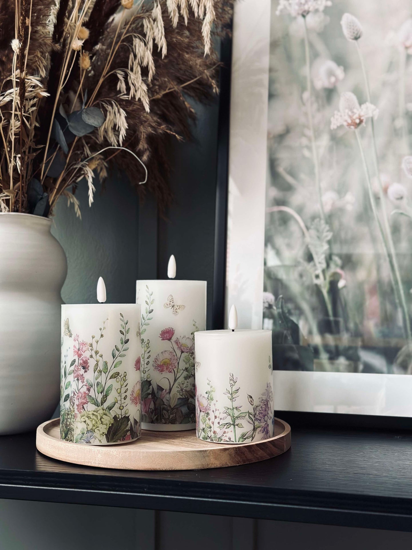 LED blokklys FLORA – Sett med 3 stk og fjernkontroll