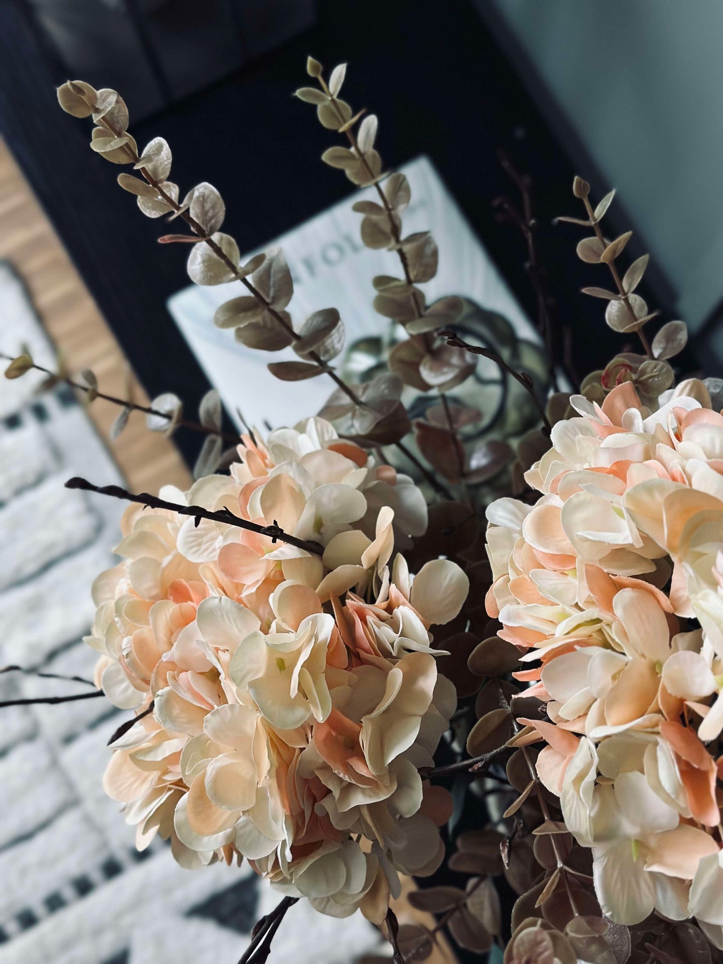 Blomst silke Hortensia Gyllen