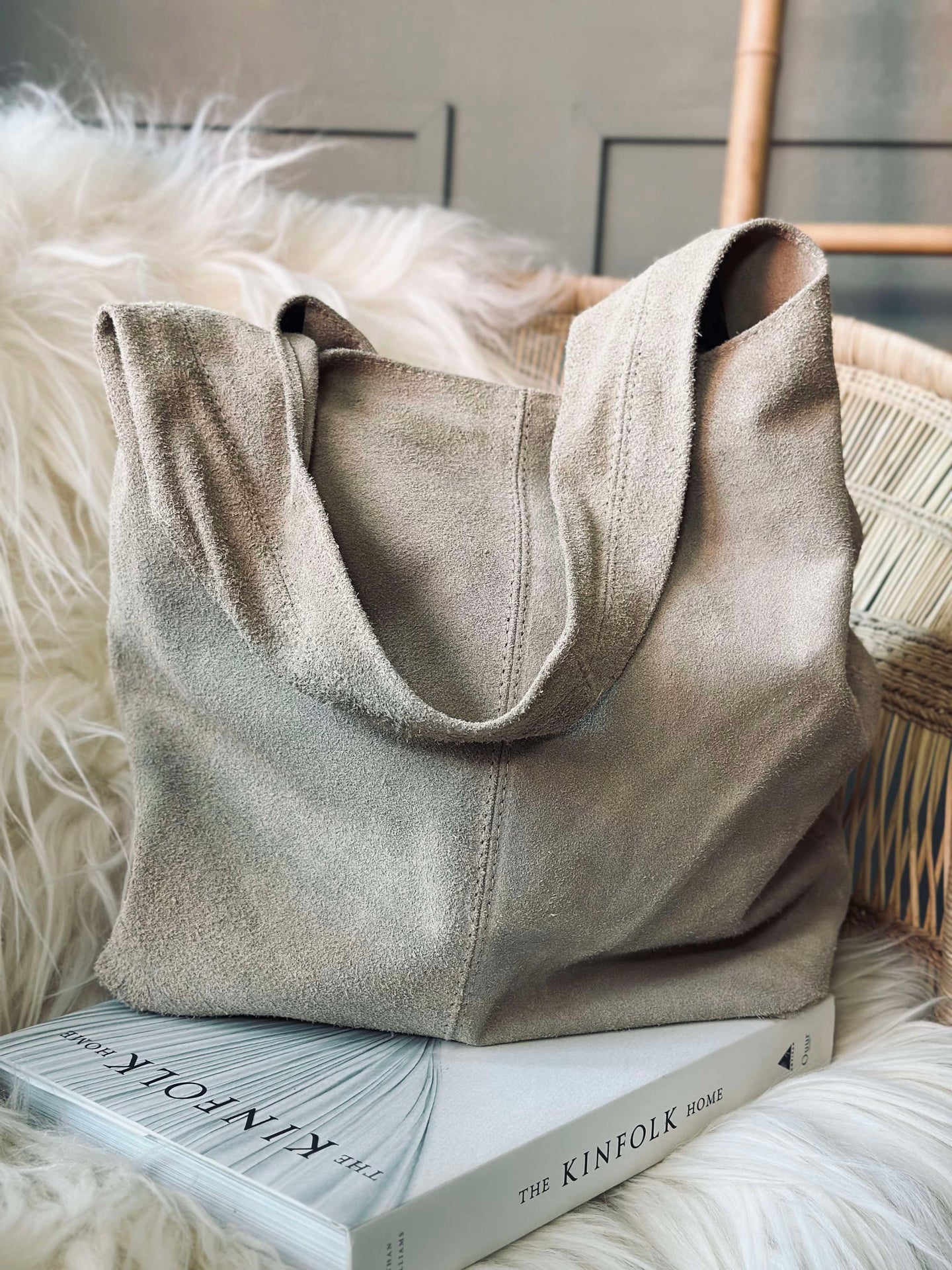 Shopper Beige Semsket skinn