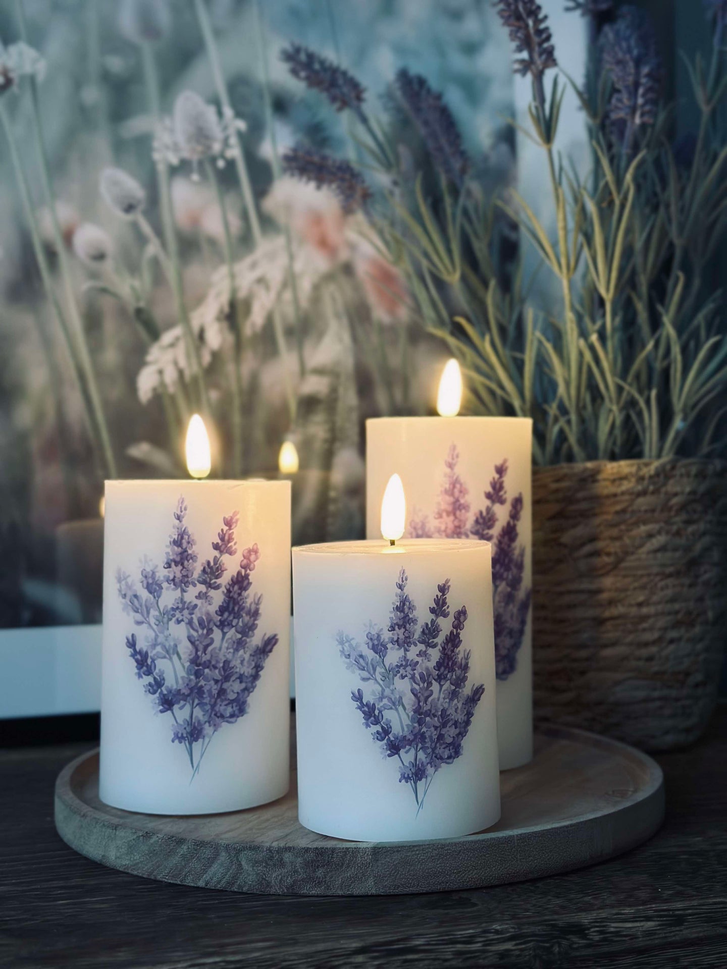 LED FLORA Lavendel – Sett med 3 stk og fjernkontroll