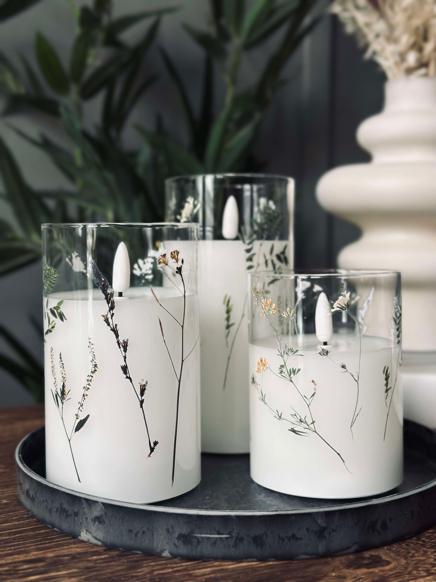 LED FLORA Cylinder  – Sett med 3 stk og fjernkontroll