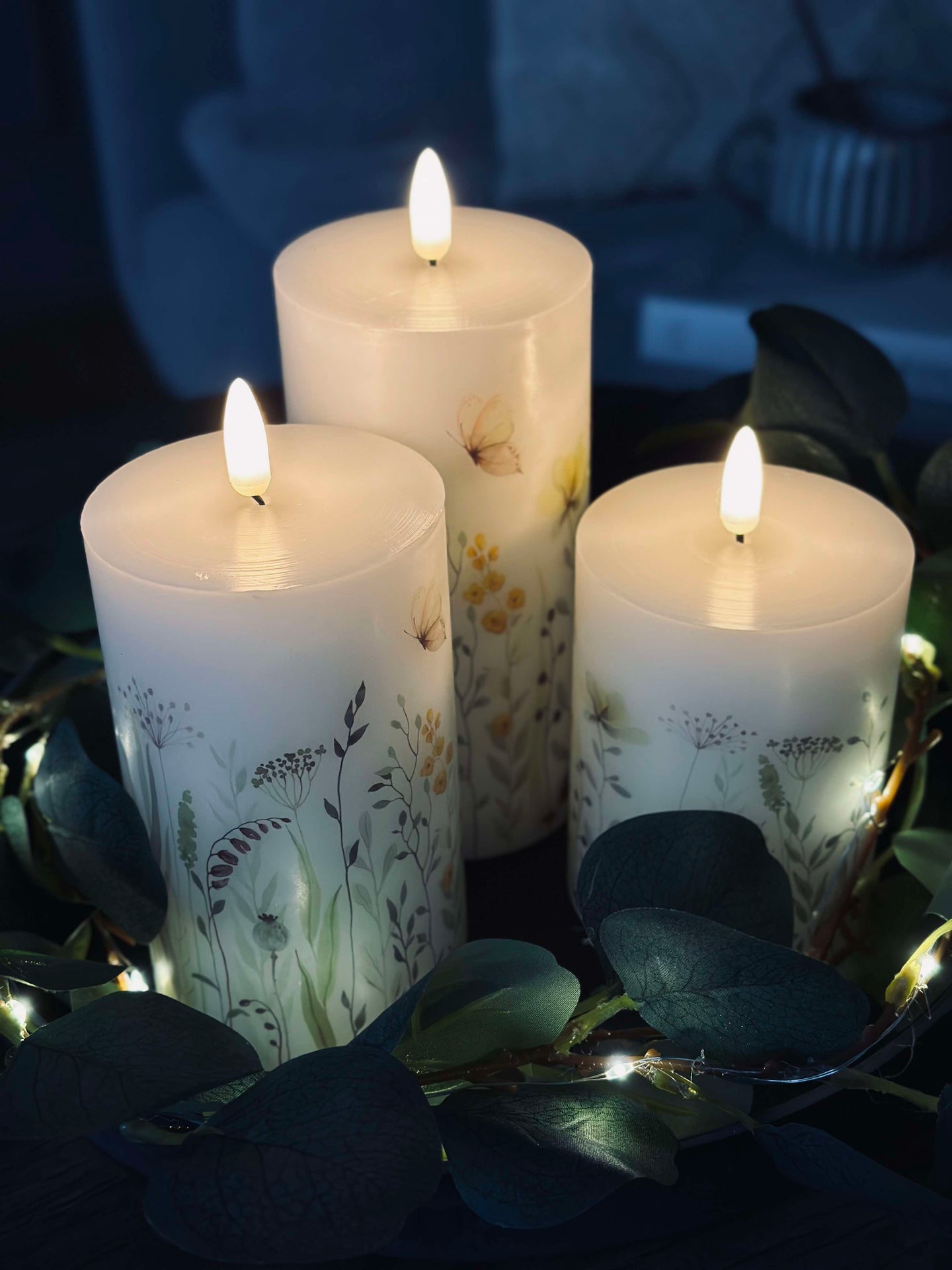 LED WILD FLORA – Sett med 3 stk og fjernkontroll