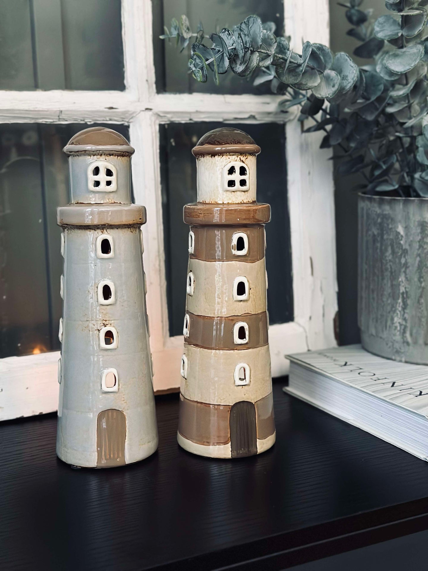 Lyshus Keramikk - Fyrtårn Beige stripet