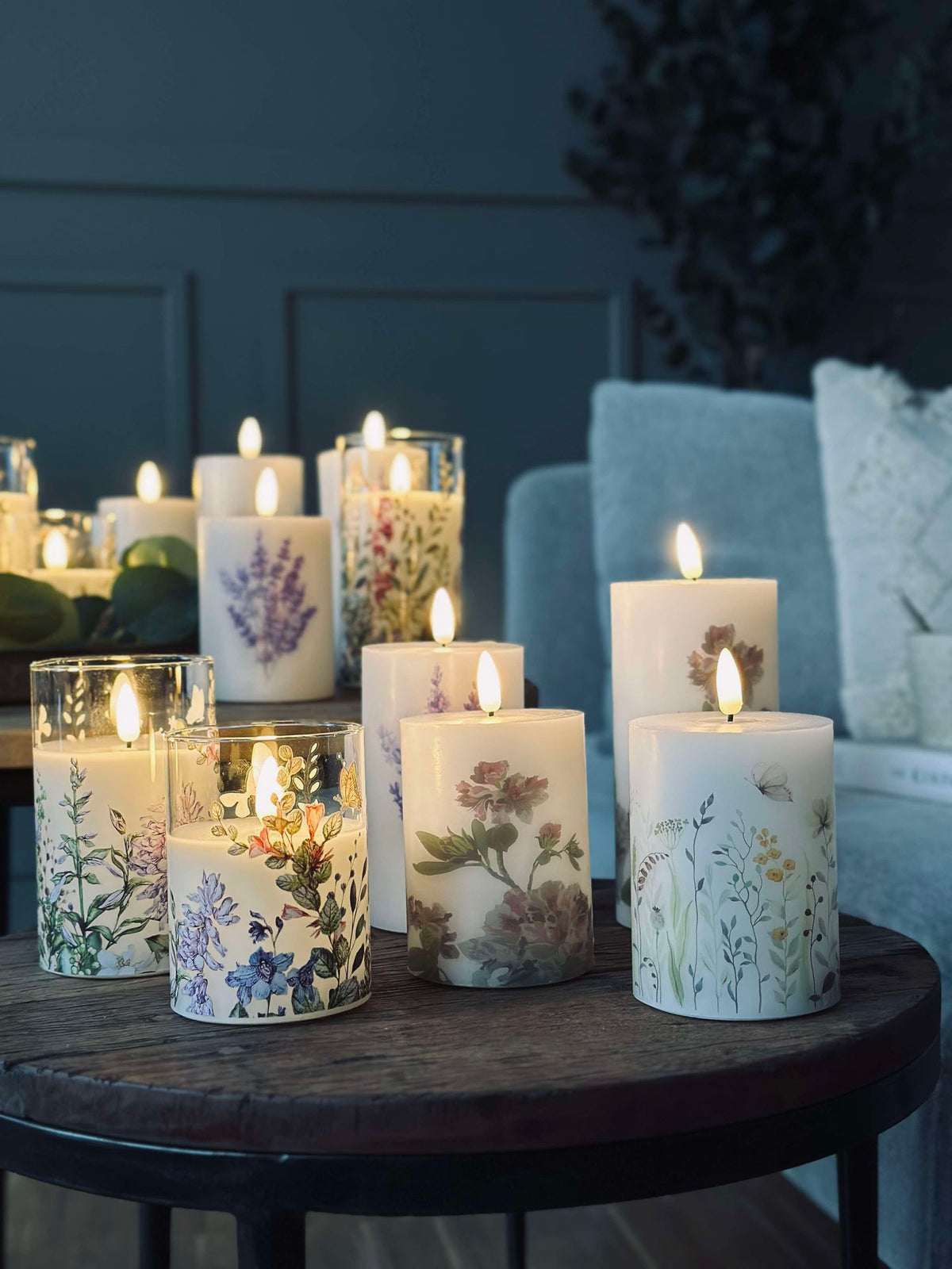 LED blokklys FLORA – Sett med 3 stk og fjernkontroll