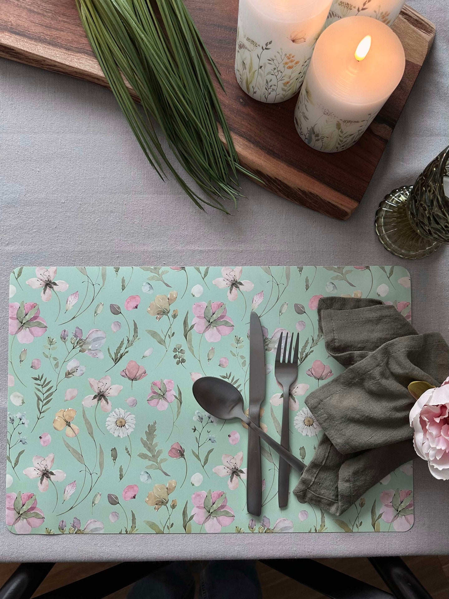 Dekkebrikke Flora - Dusty green