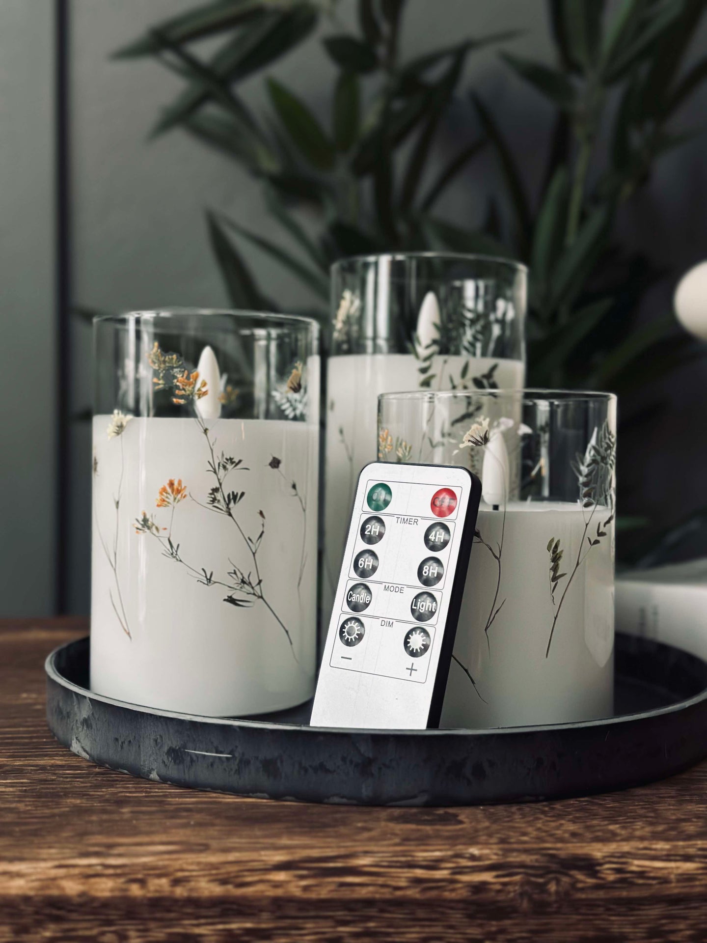LED FLORA Cylinder  – Sett med 3 stk og fjernkontroll