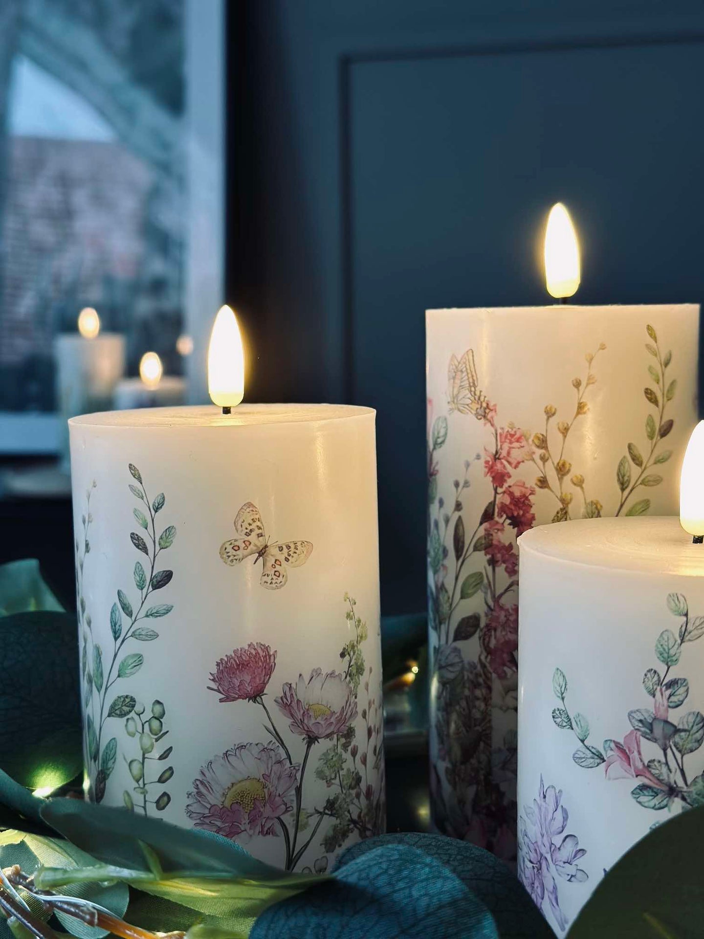 LED blokklys FLORA – Sett med 3 stk og fjernkontroll