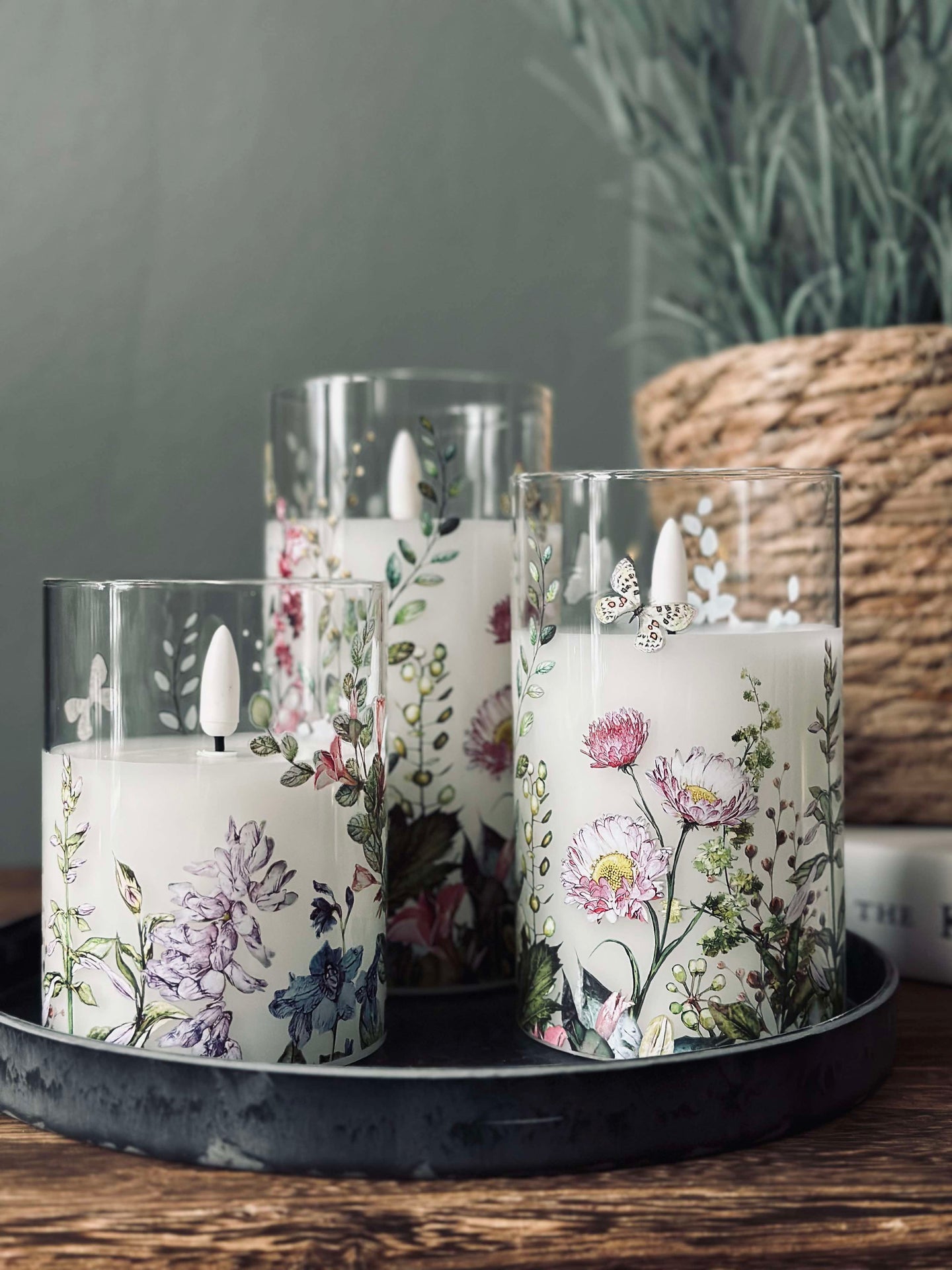 LED FLORA Cylinder – Sett med 3 stk. og fjernkontroll