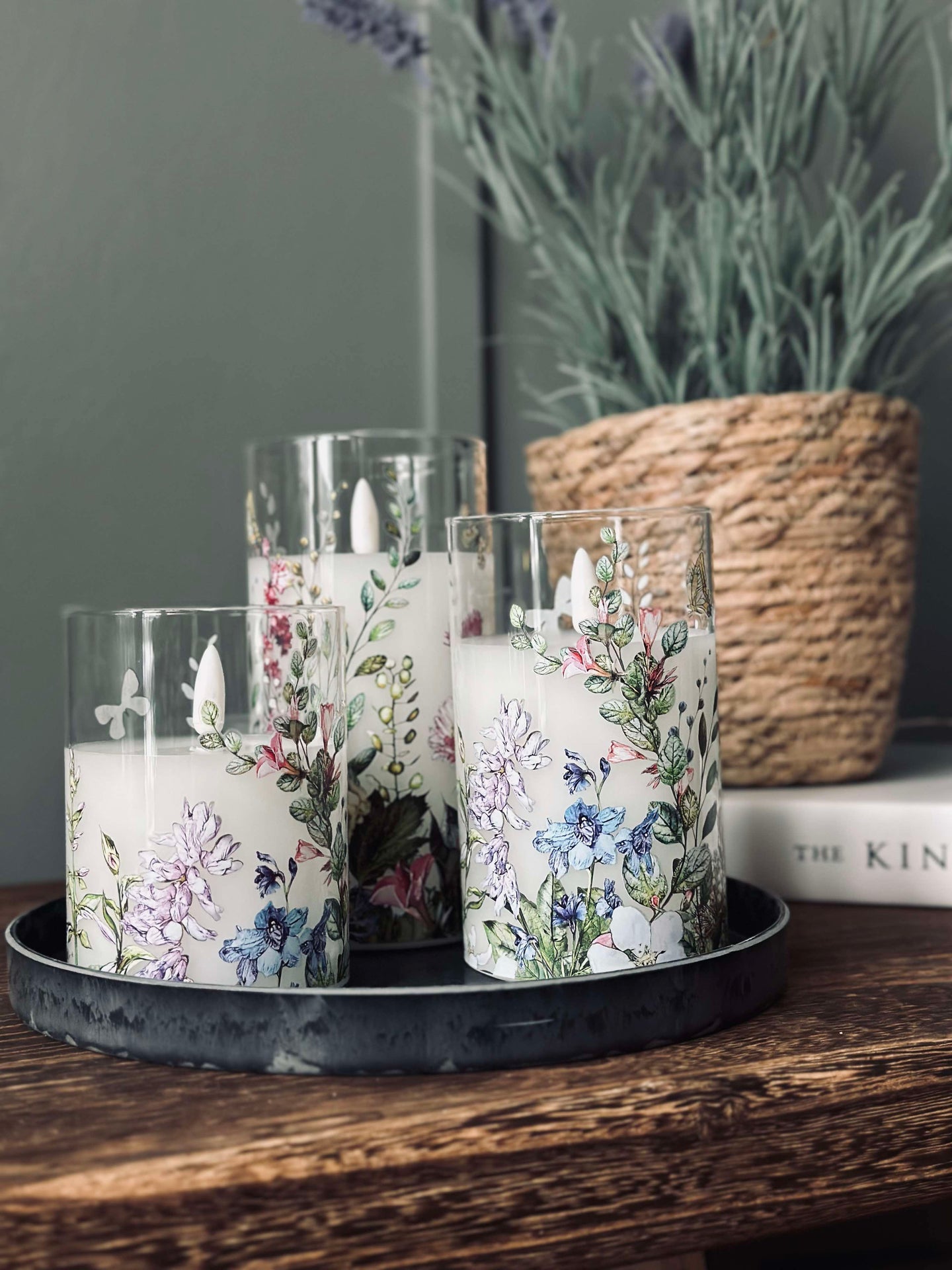 LED FLORA Cylinder – Sett med 3 stk. og fjernkontroll