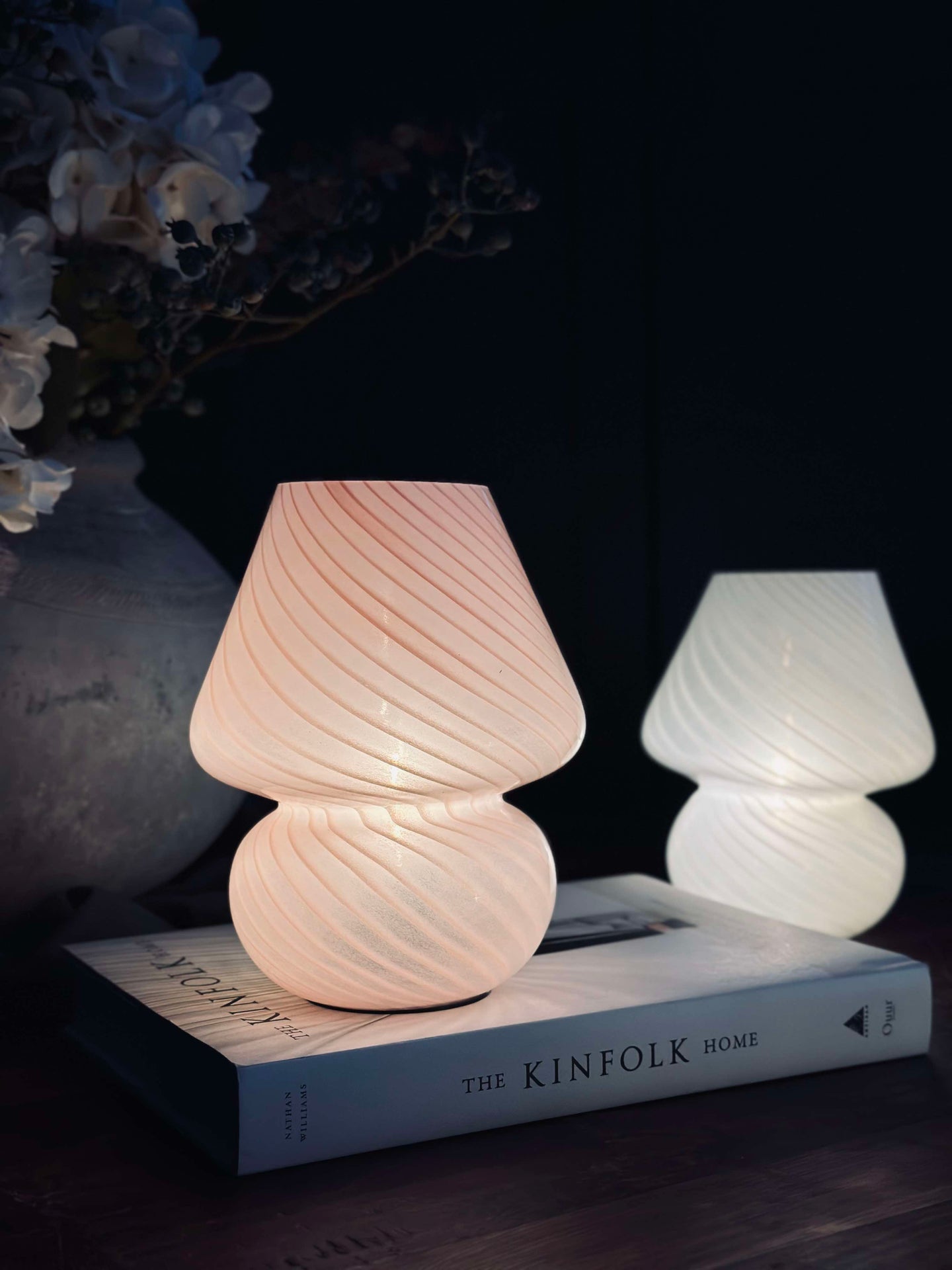 Mushroom Large - Rosa munnblåst glass