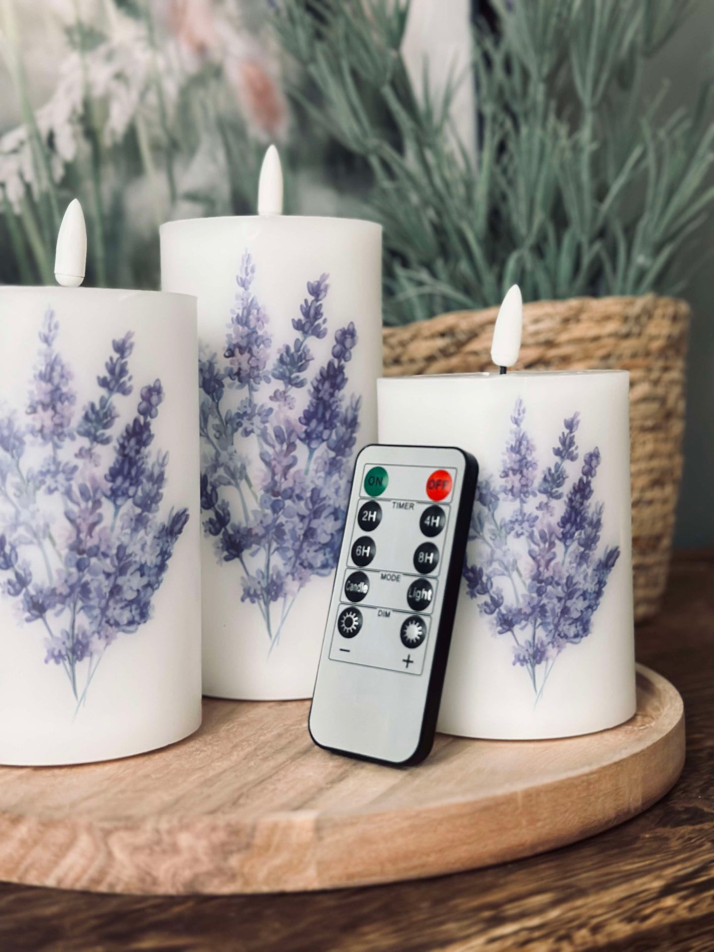 LED FLORA Lavendel – Sett med 3 stk og fjernkontroll
