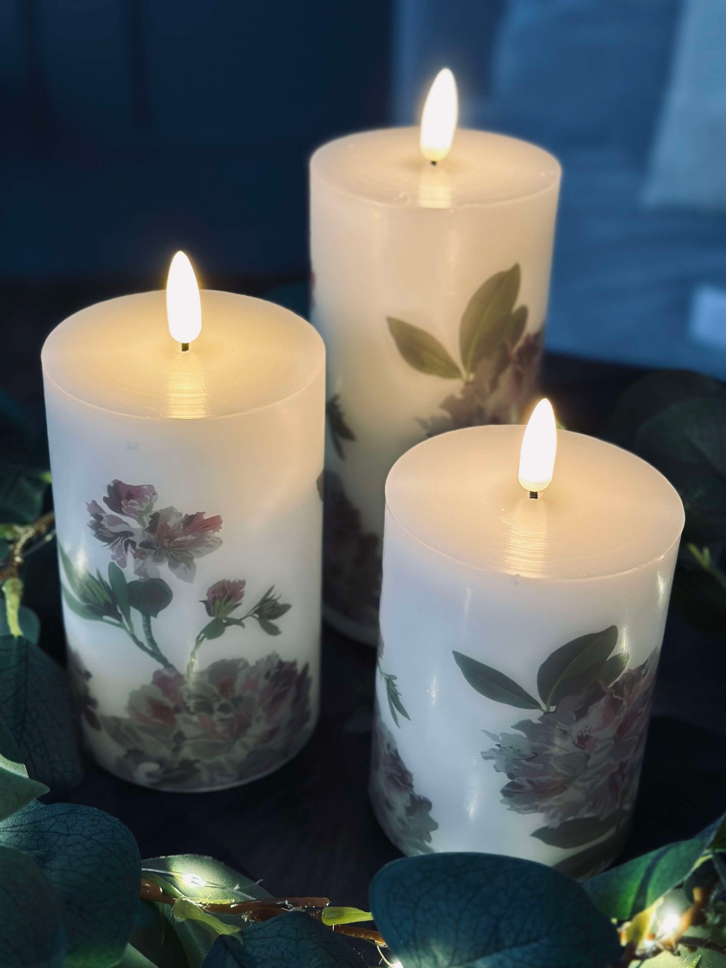 LED Hortensia – Sett med 3 stk og fjernkontroll