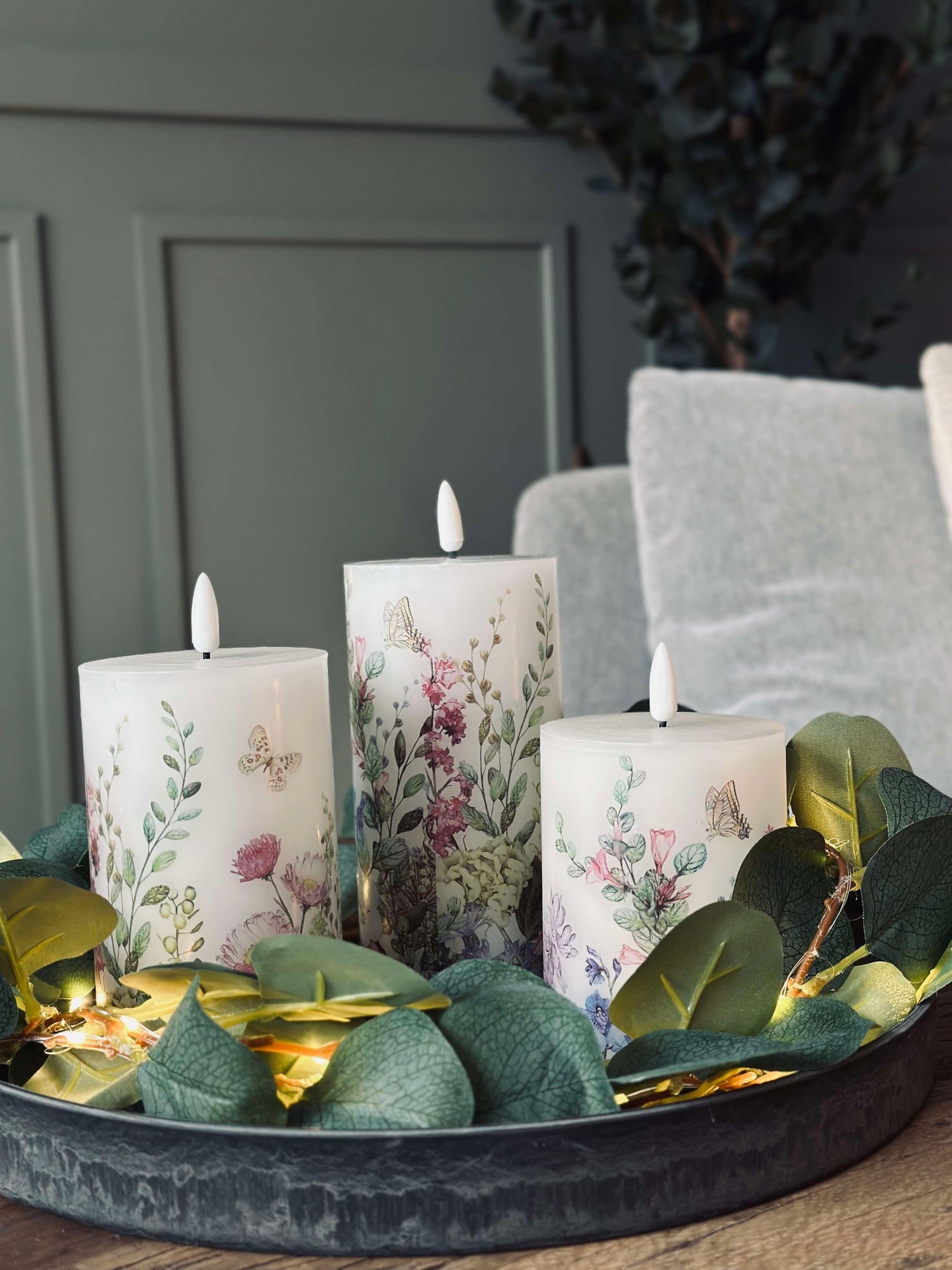 LED blokklys FLORA – Sett med 3 stk og fjernkontroll