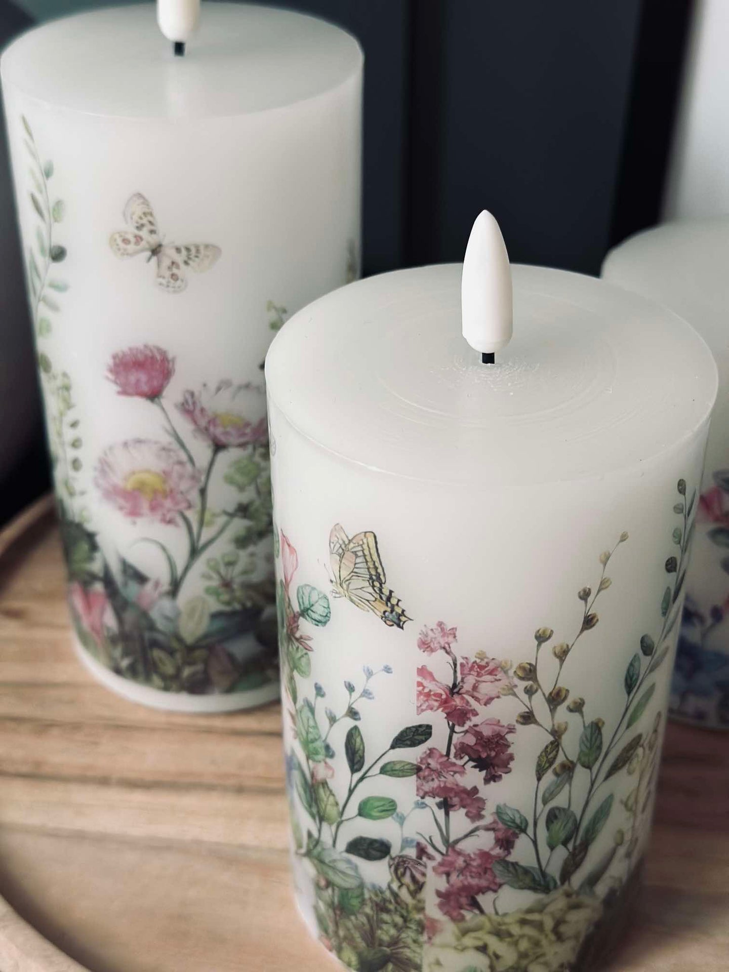 LED blokklys FLORA – Sett med 3 stk og fjernkontroll