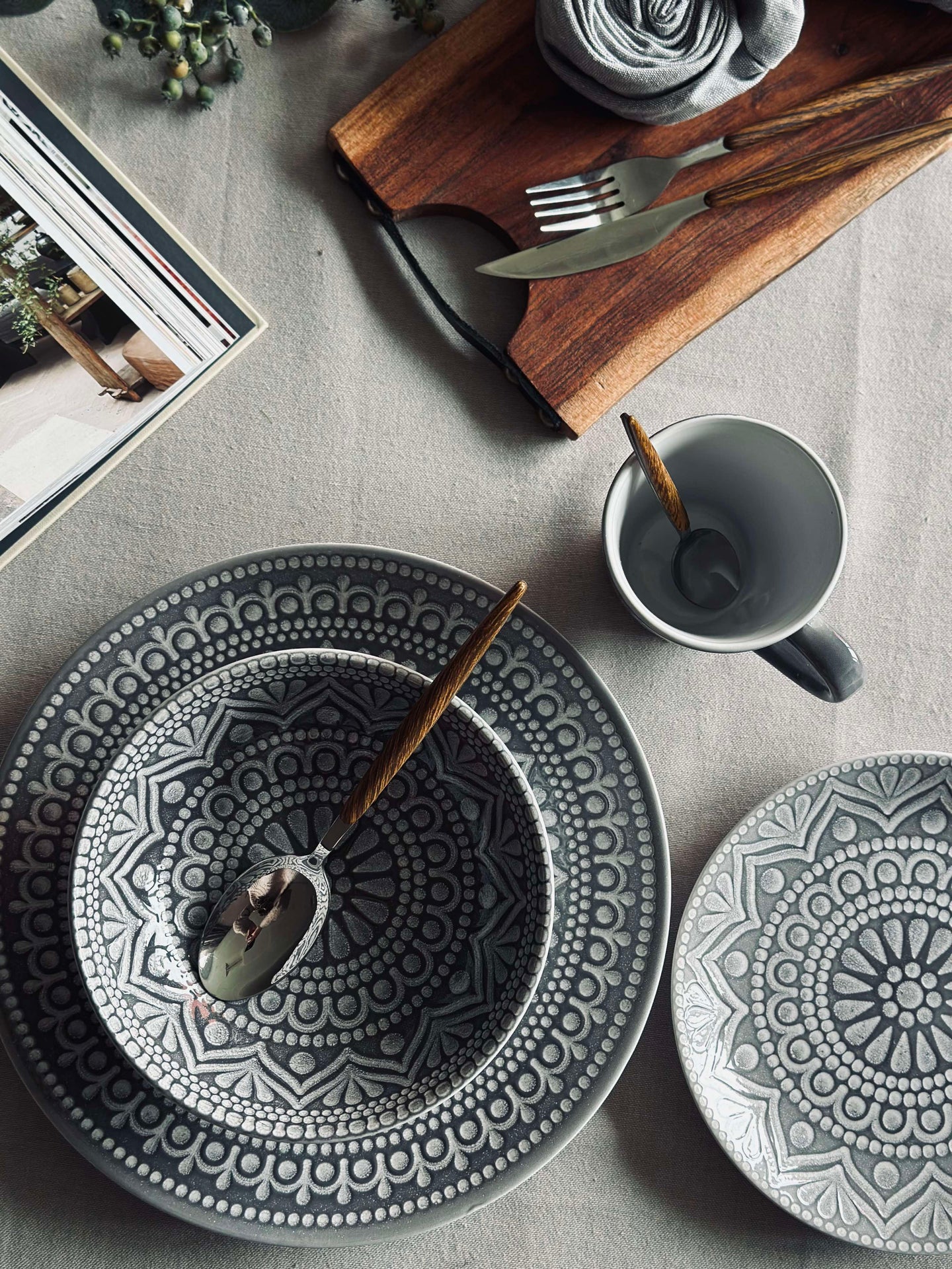 Tallerken India Stonewear 20 cm - Grå