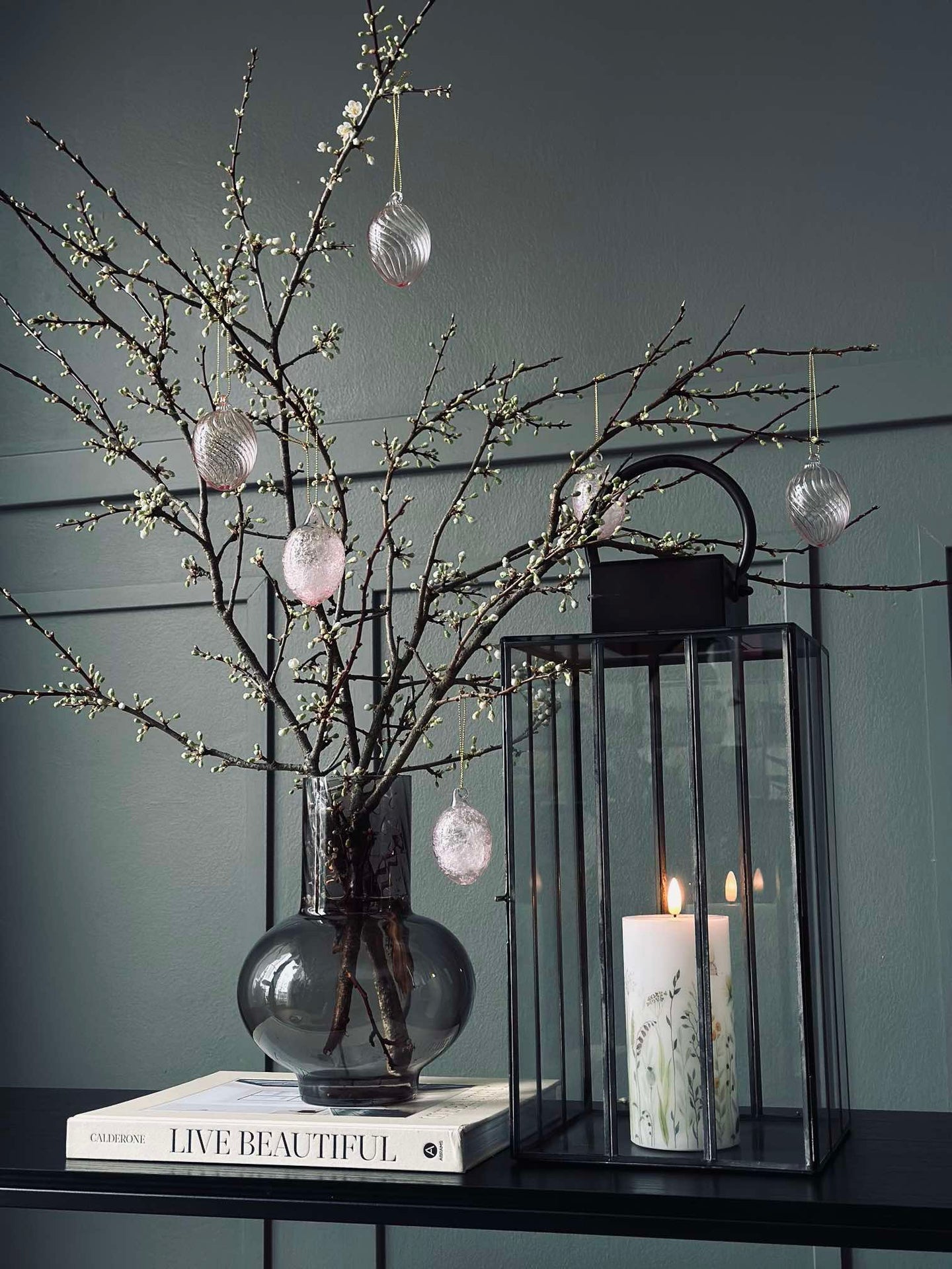 Hengende egg i glass - 3 stk. - Rosa