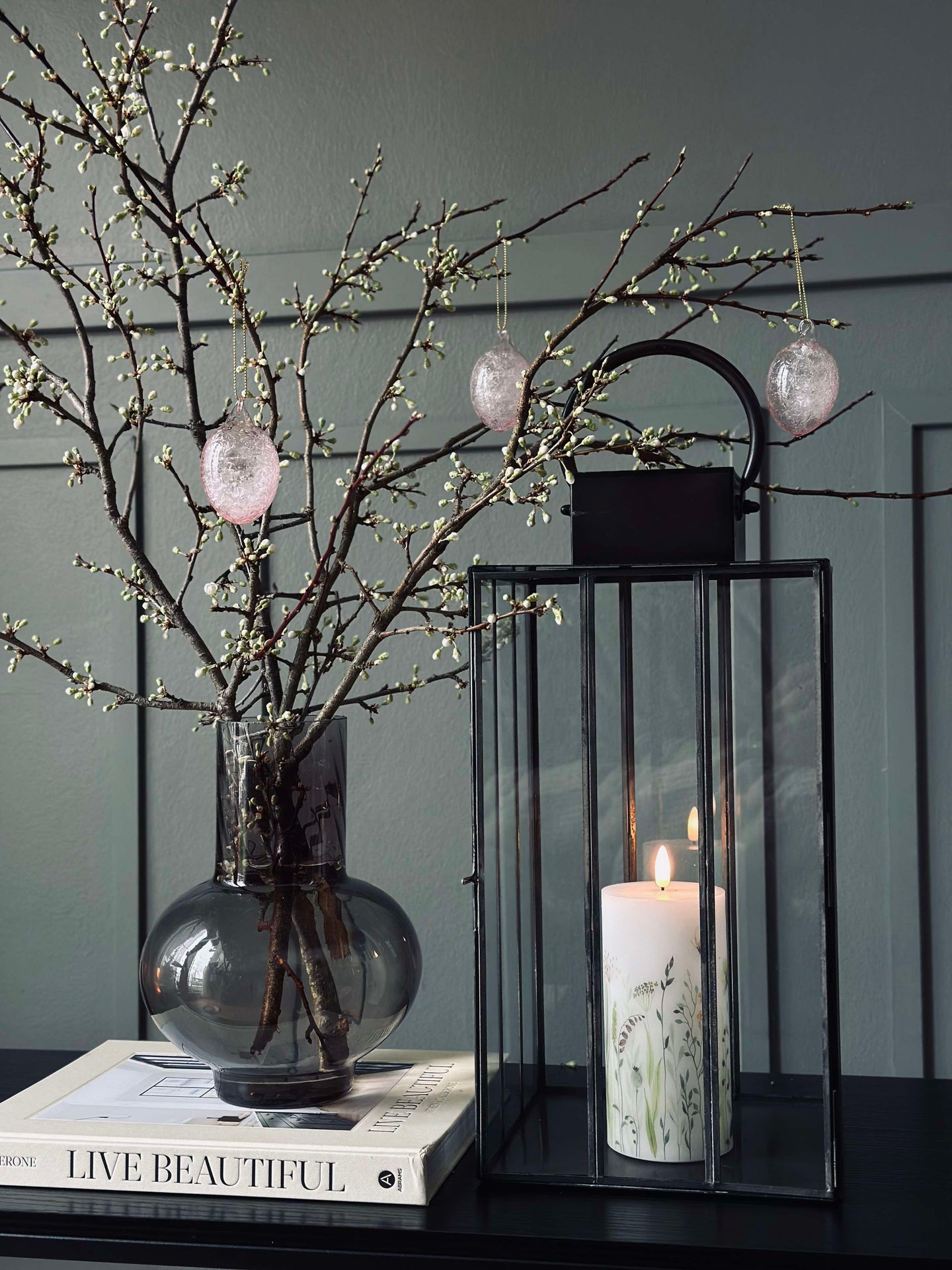 Hengende egg i glass - 3 stk. - Rosa