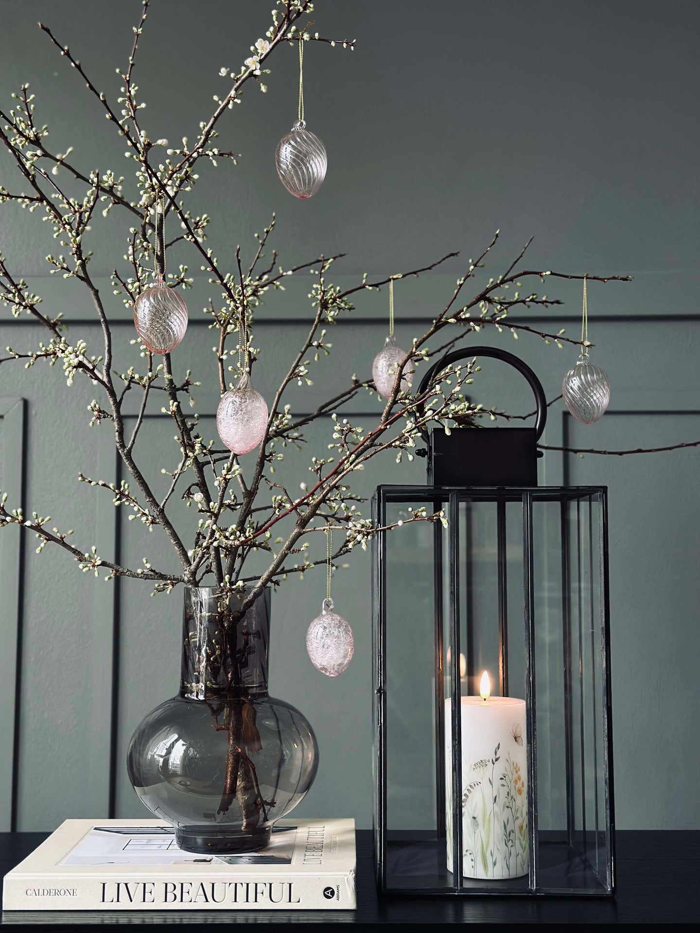 Hengende egg i glass - 3 stk. - Rosa