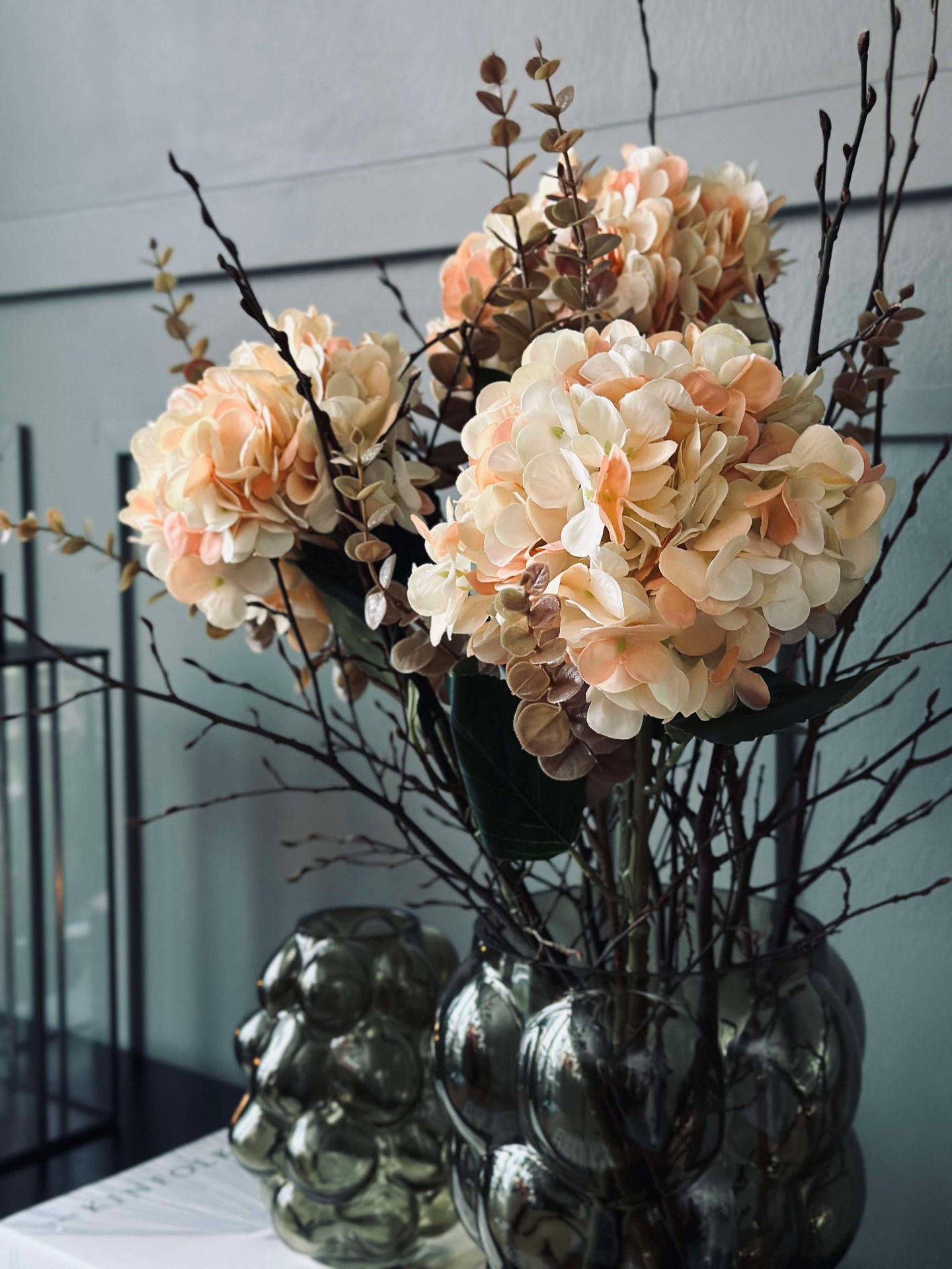 Blomst silke Hortensia Gyllen