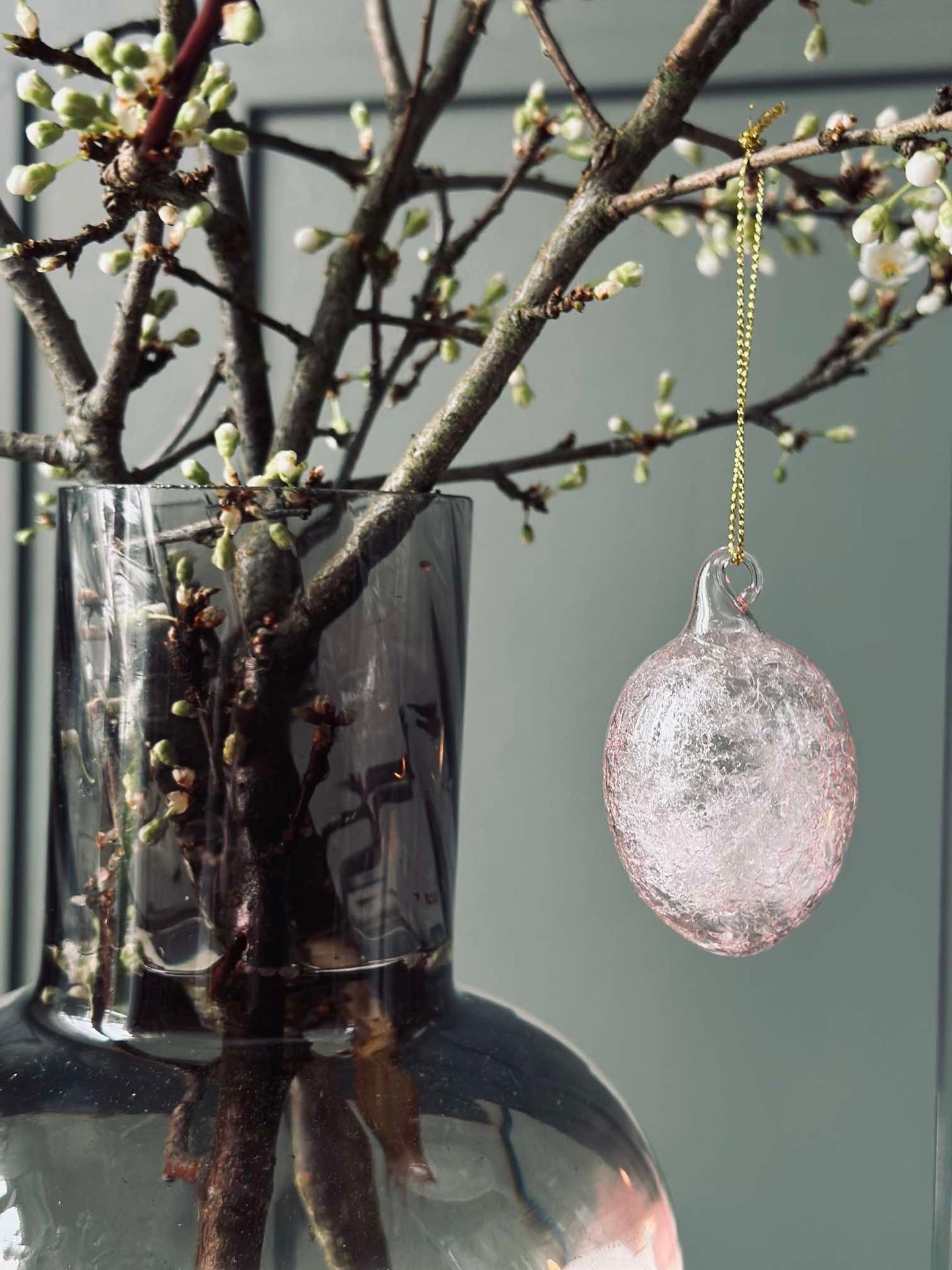 Hengende egg i glass - 3 stk. - Rosa