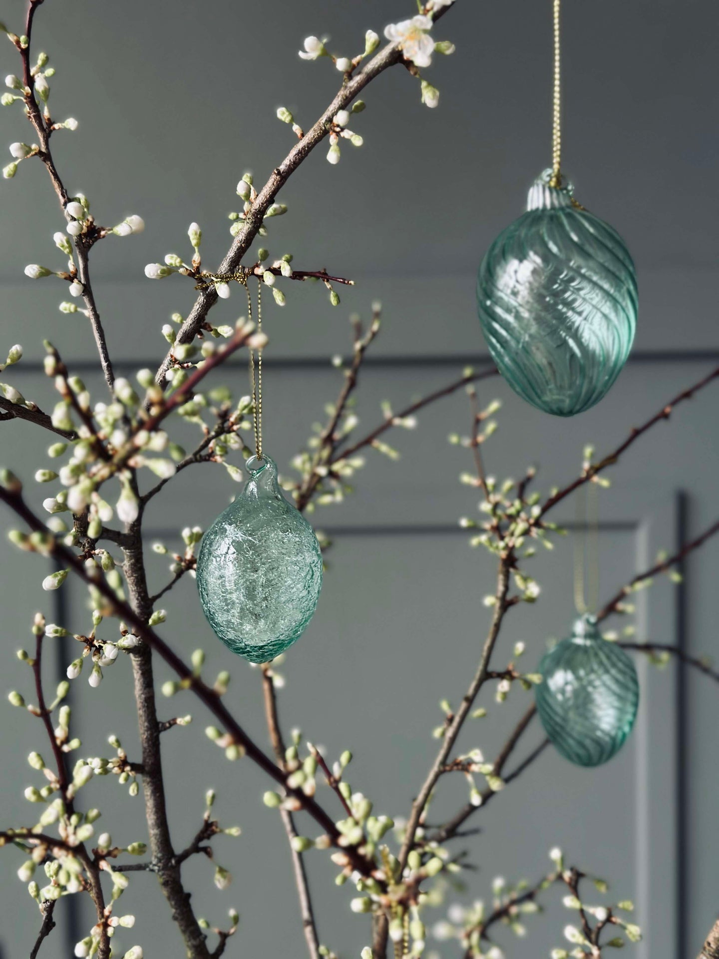 Hengende egg i glass - 3 stk. Grønn