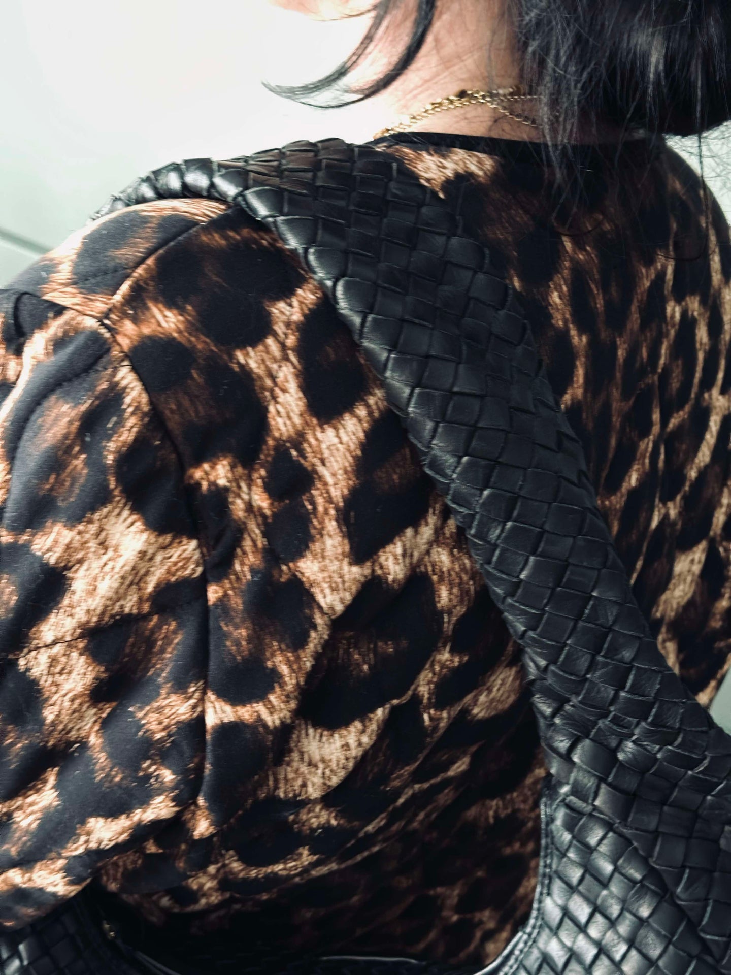 Elegant håndflettet skulderveske - Black big