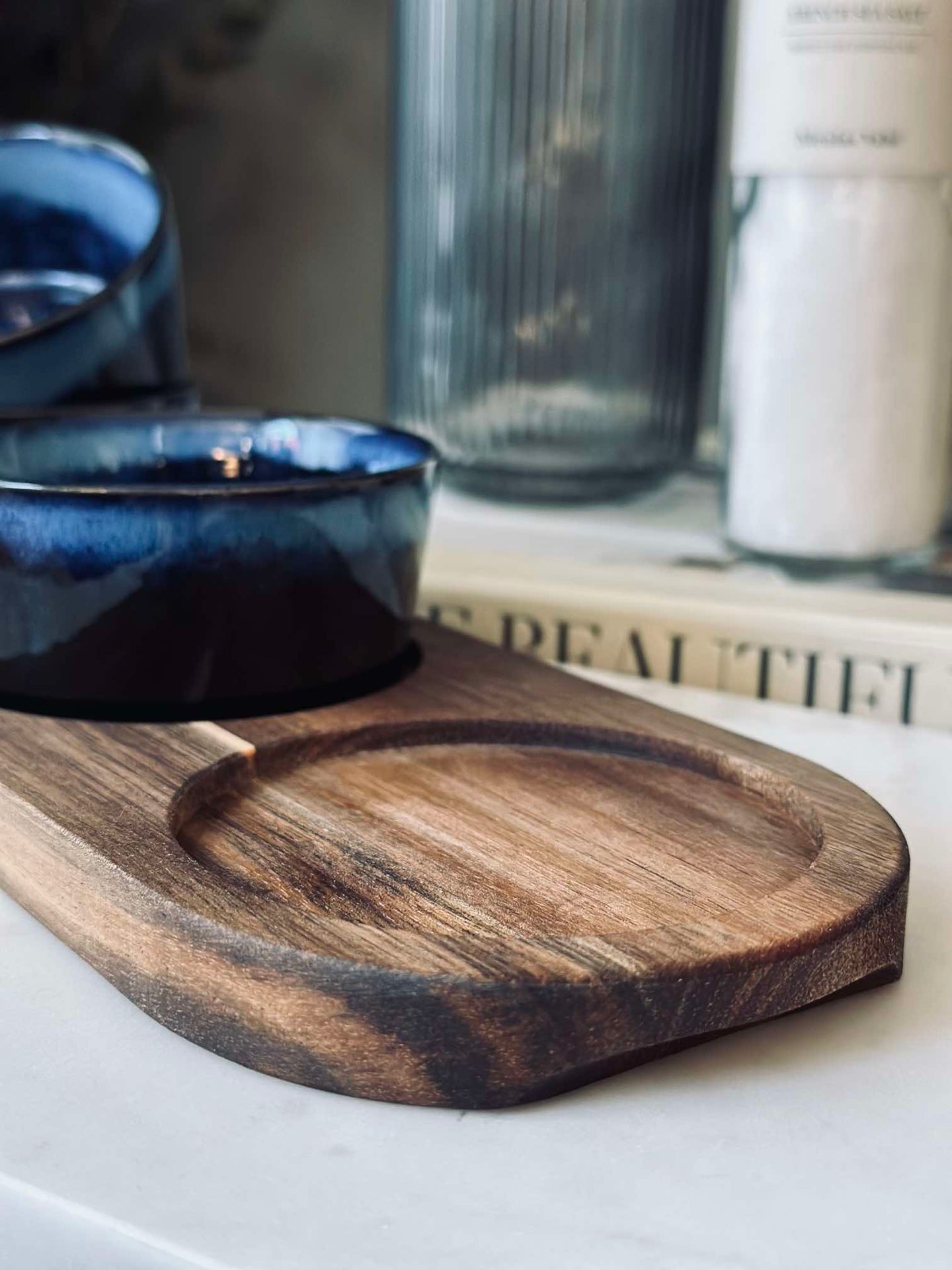 Tapas sett med 3 boller og fat - Blå miks