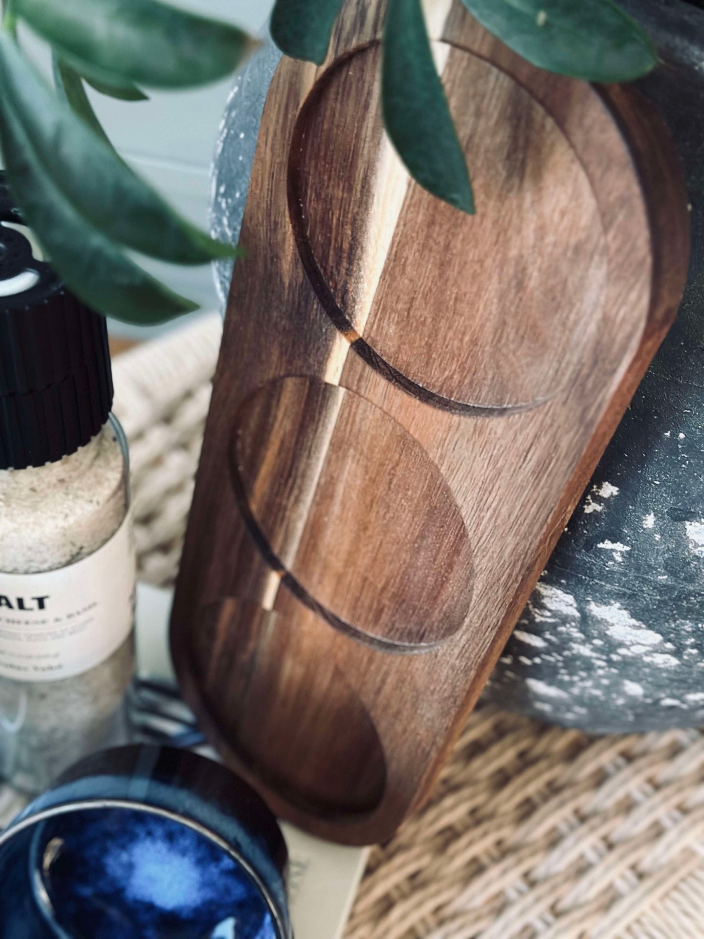 Tapas sett med 3 boller og fat - Blå miks