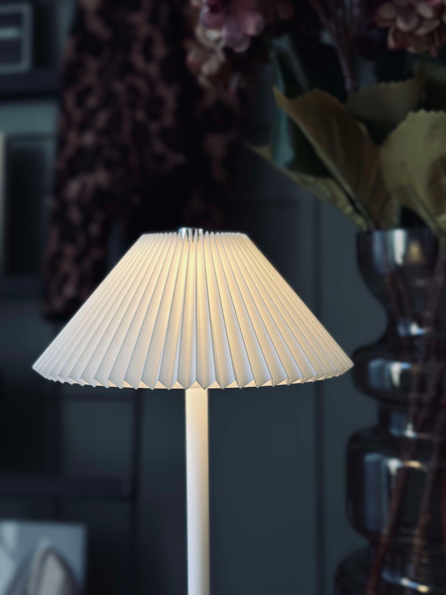 Touch Bordlampe Plissé Hvit
