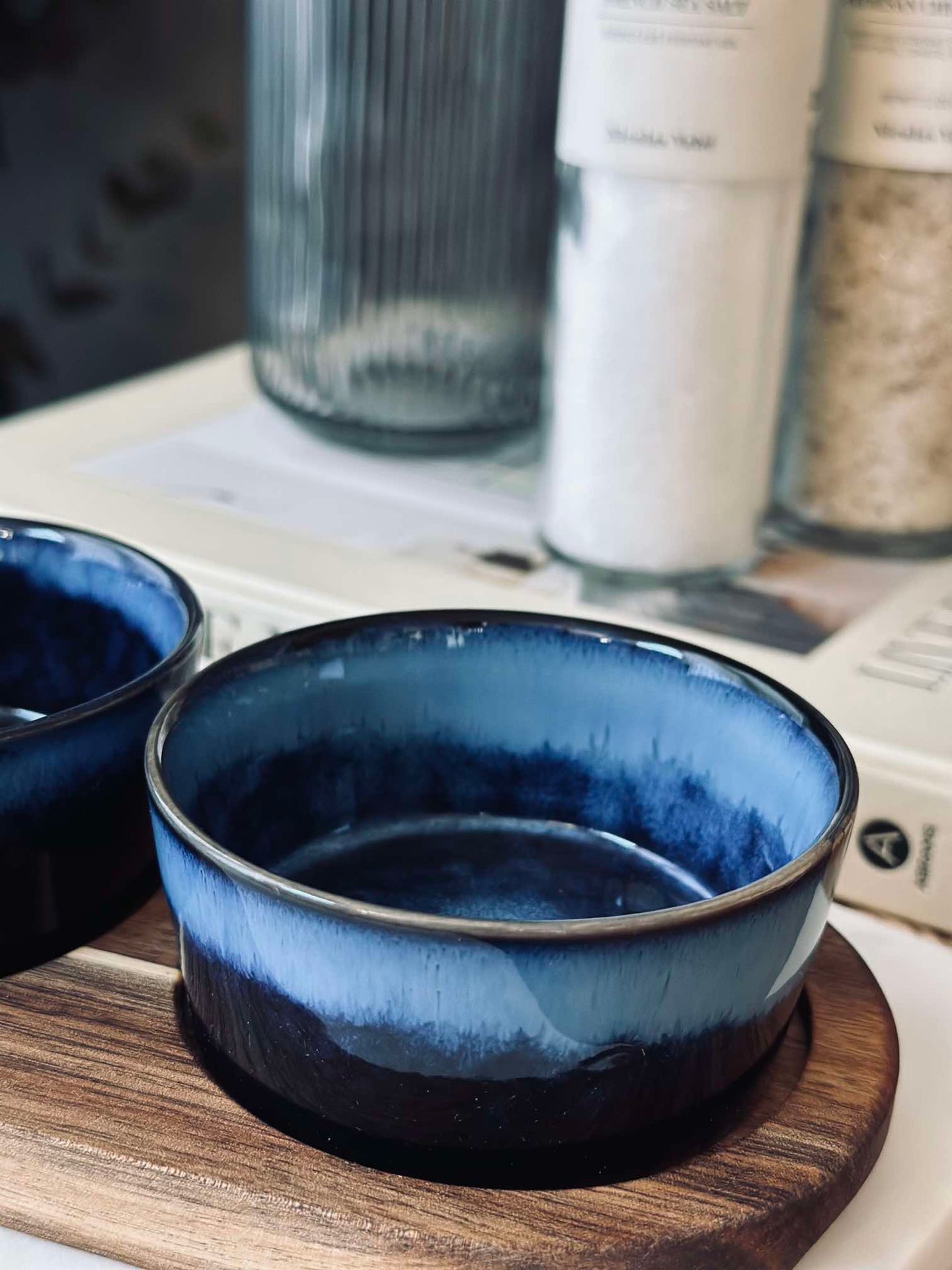 Tapas sett med 3 boller og fat - Blå miks