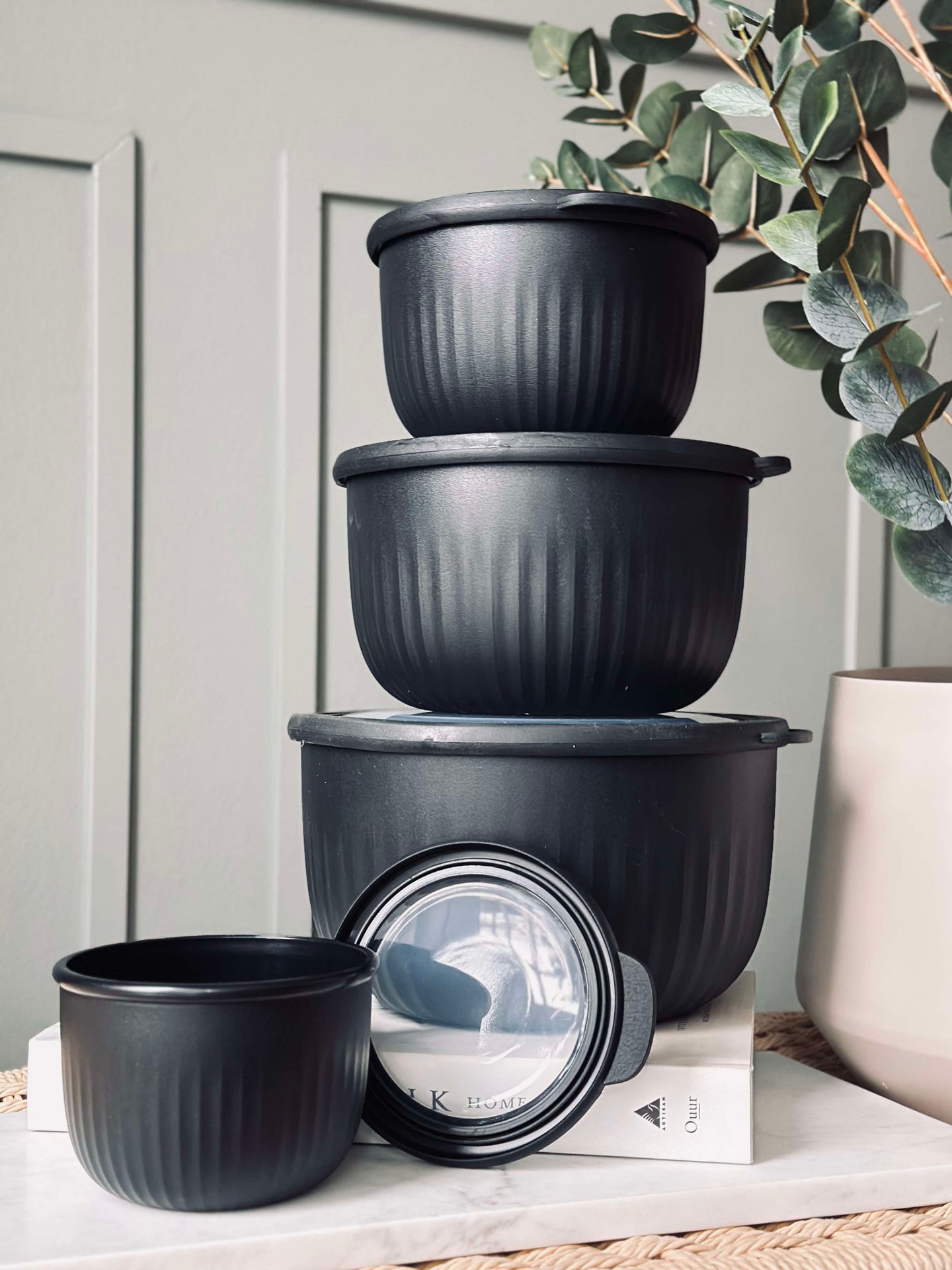 Oppbevaringsbokser Black – Sett med 4 stk.