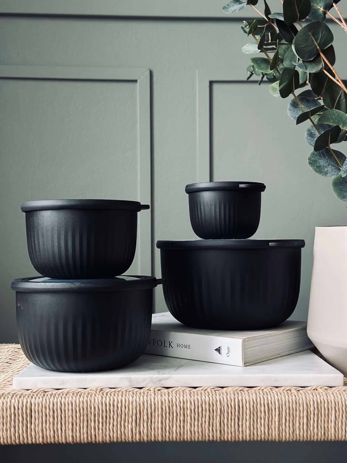 Oppbevaringsbokser Black – Sett med 4 stk.