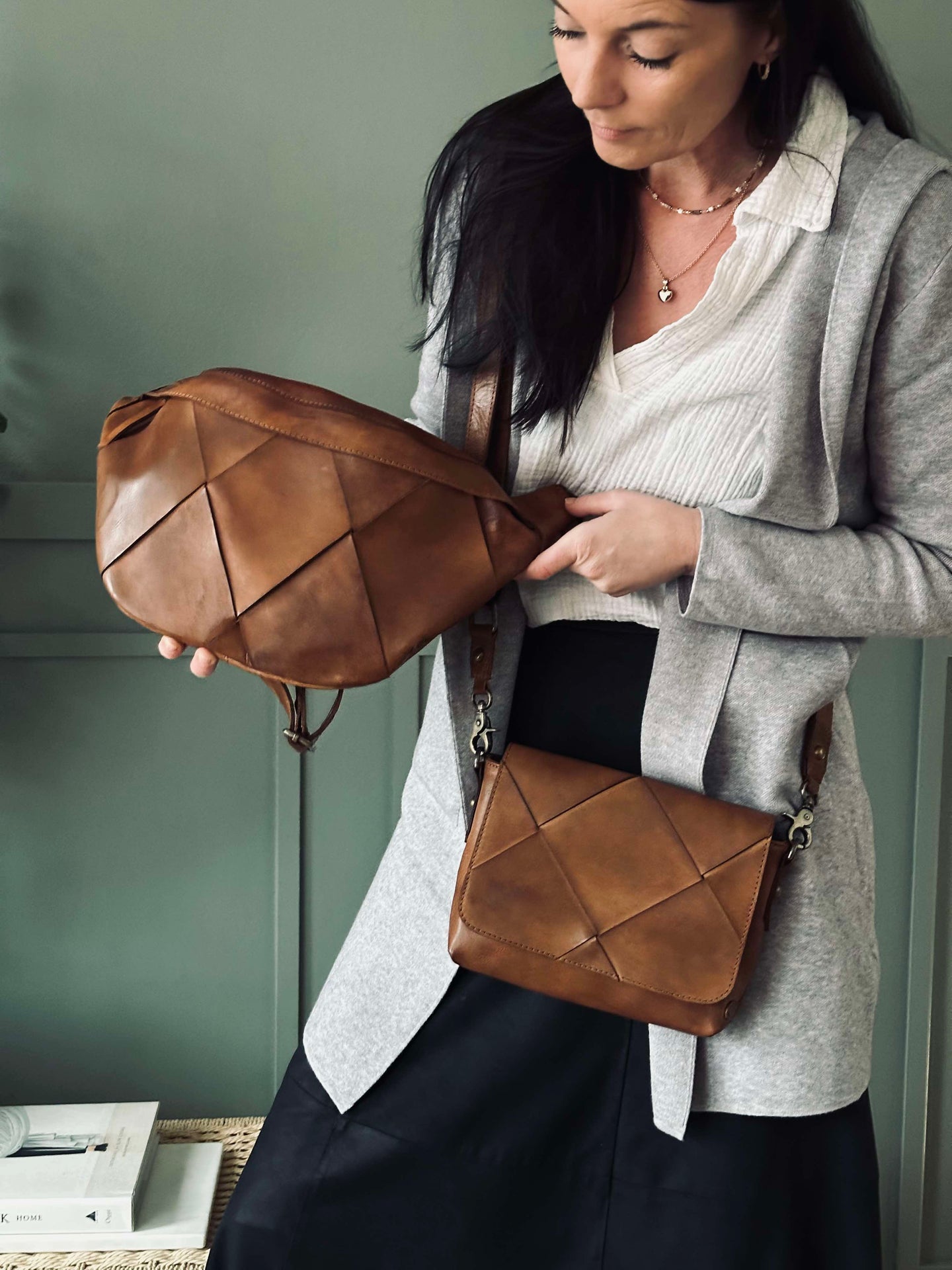 Eksklusiv håndflettet bumbag - Cognac