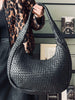 Elegant håndflettet skulderveske - Black big