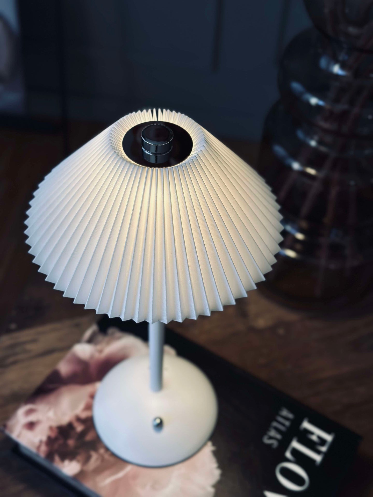 Touch Bordlampe Plissé Hvit