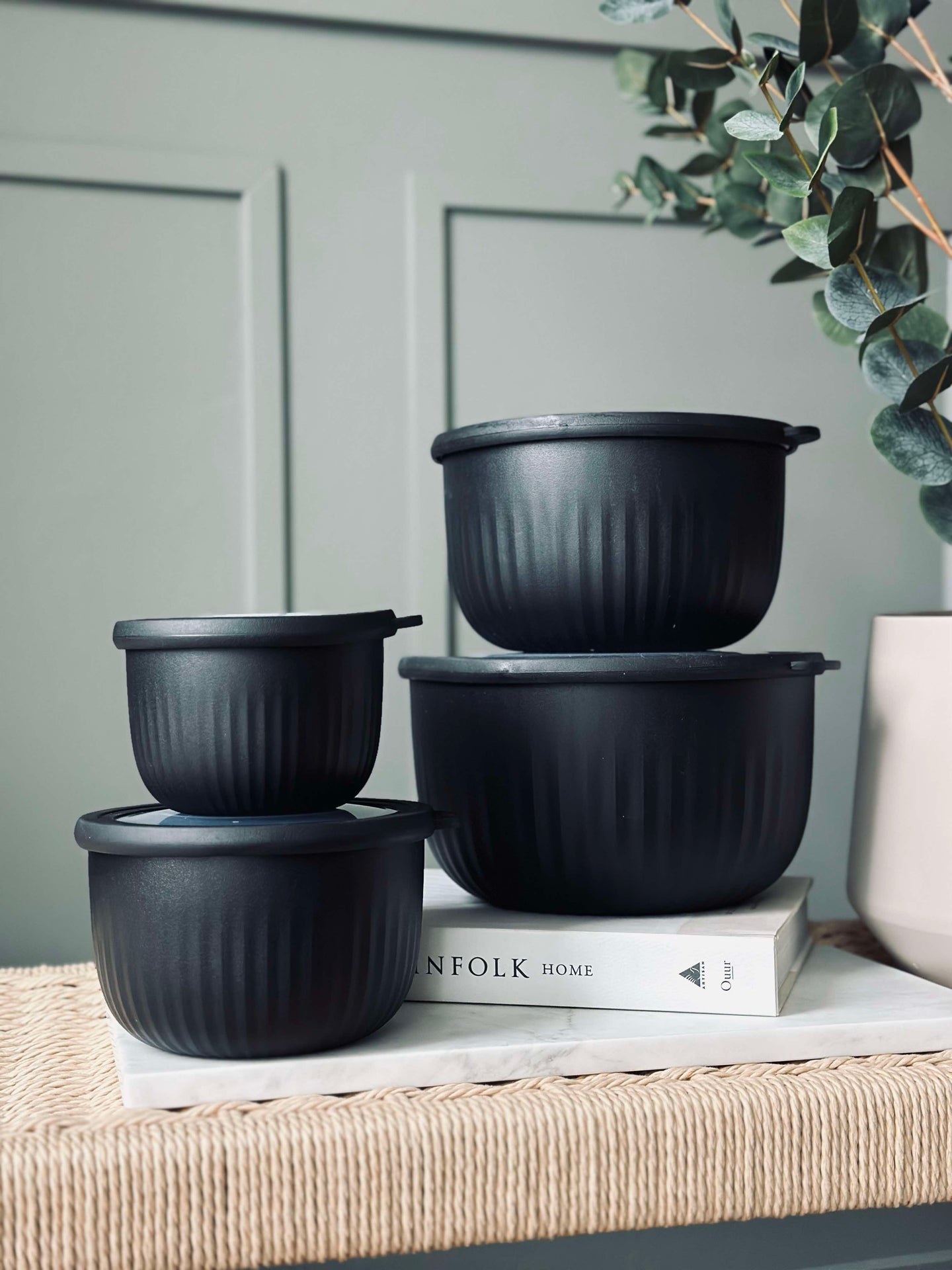 Oppbevaringsbokser Black – Sett med 4 stk.