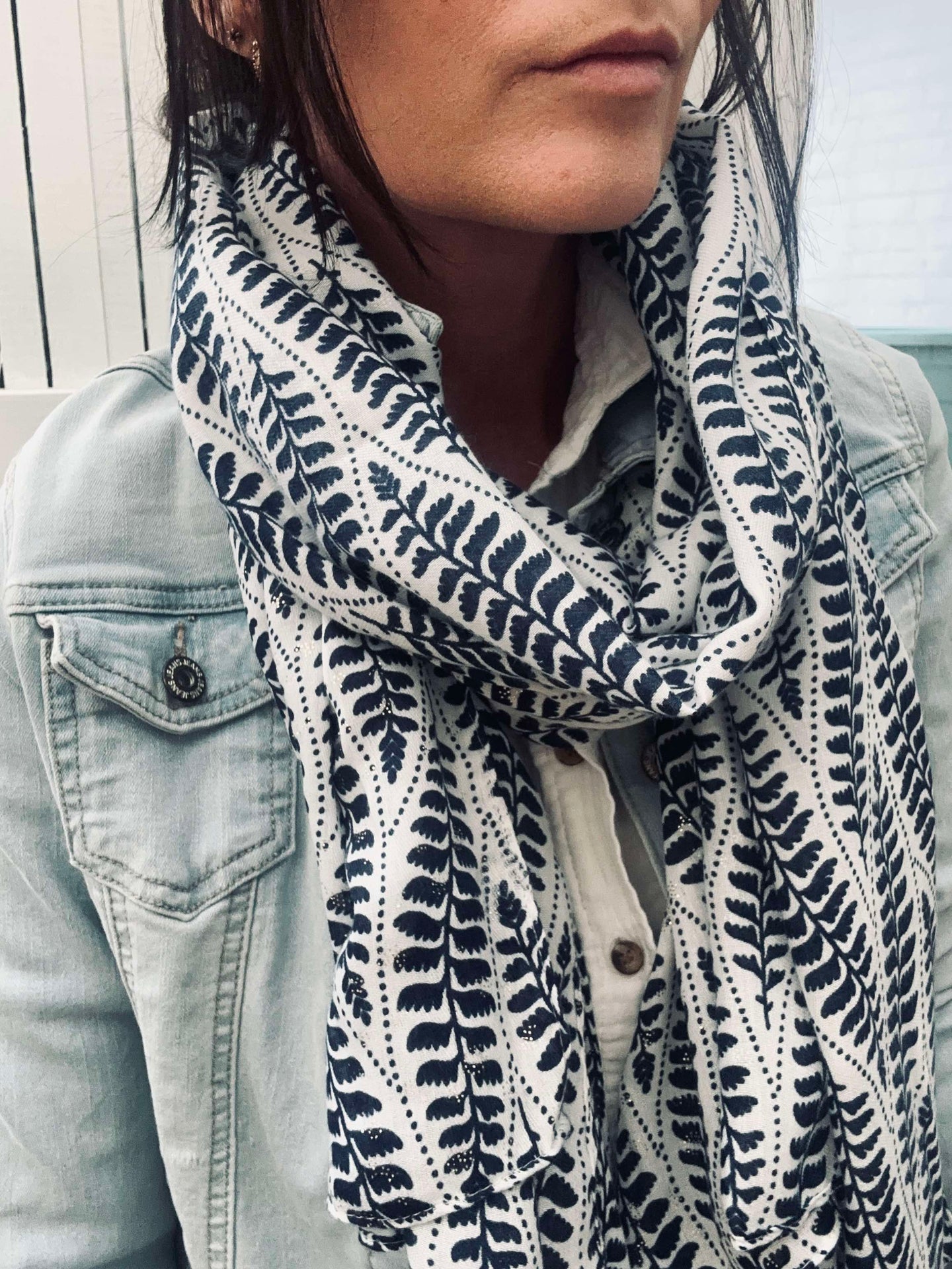 Skjerf Denim / White