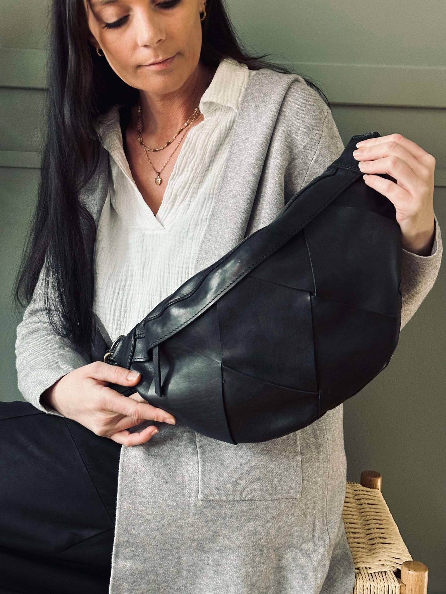 Eksklusiv håndflettet bumbag - Black